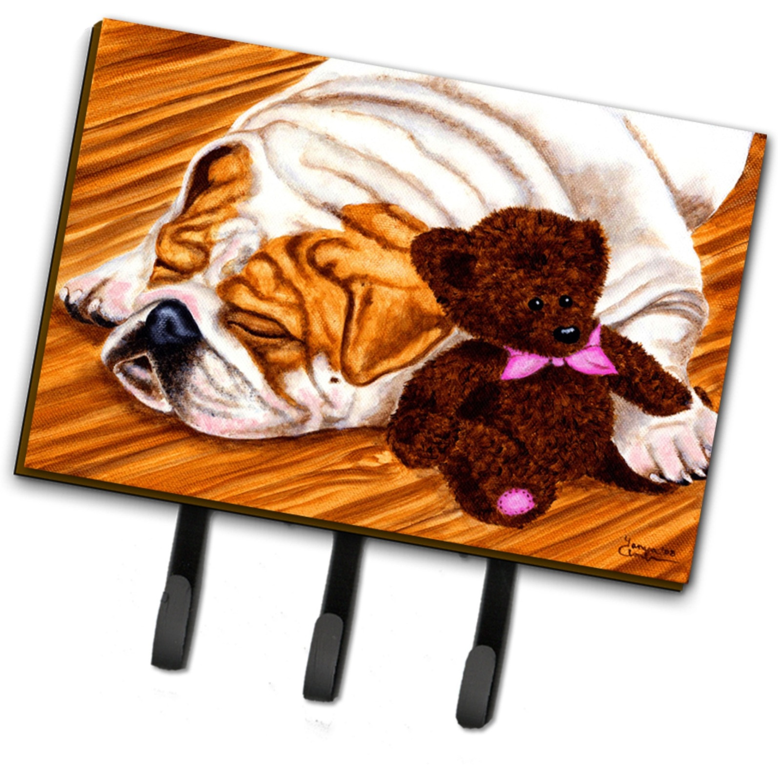 &quotCaroline's Treasures AMB1003TH68 English Bulldog and Teddy Bear Leash or Key Holder, Large, Multicolor"