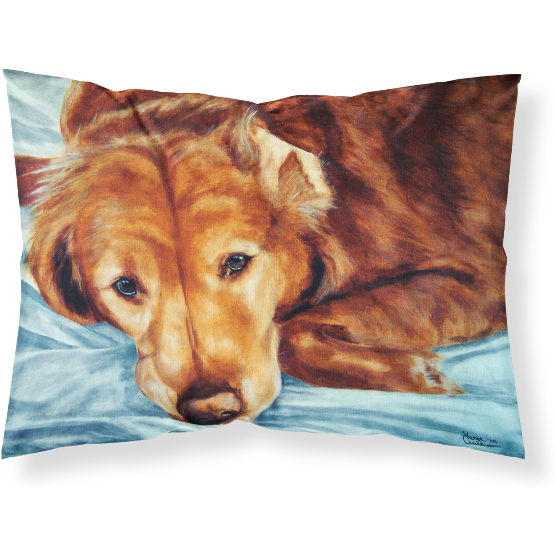 &quotCaroline's Treasures Golden Retriever by Tanya and Craig Amberson Fabric Standard Pillowcase AMB1040PILLOWCASE, Multicolor"