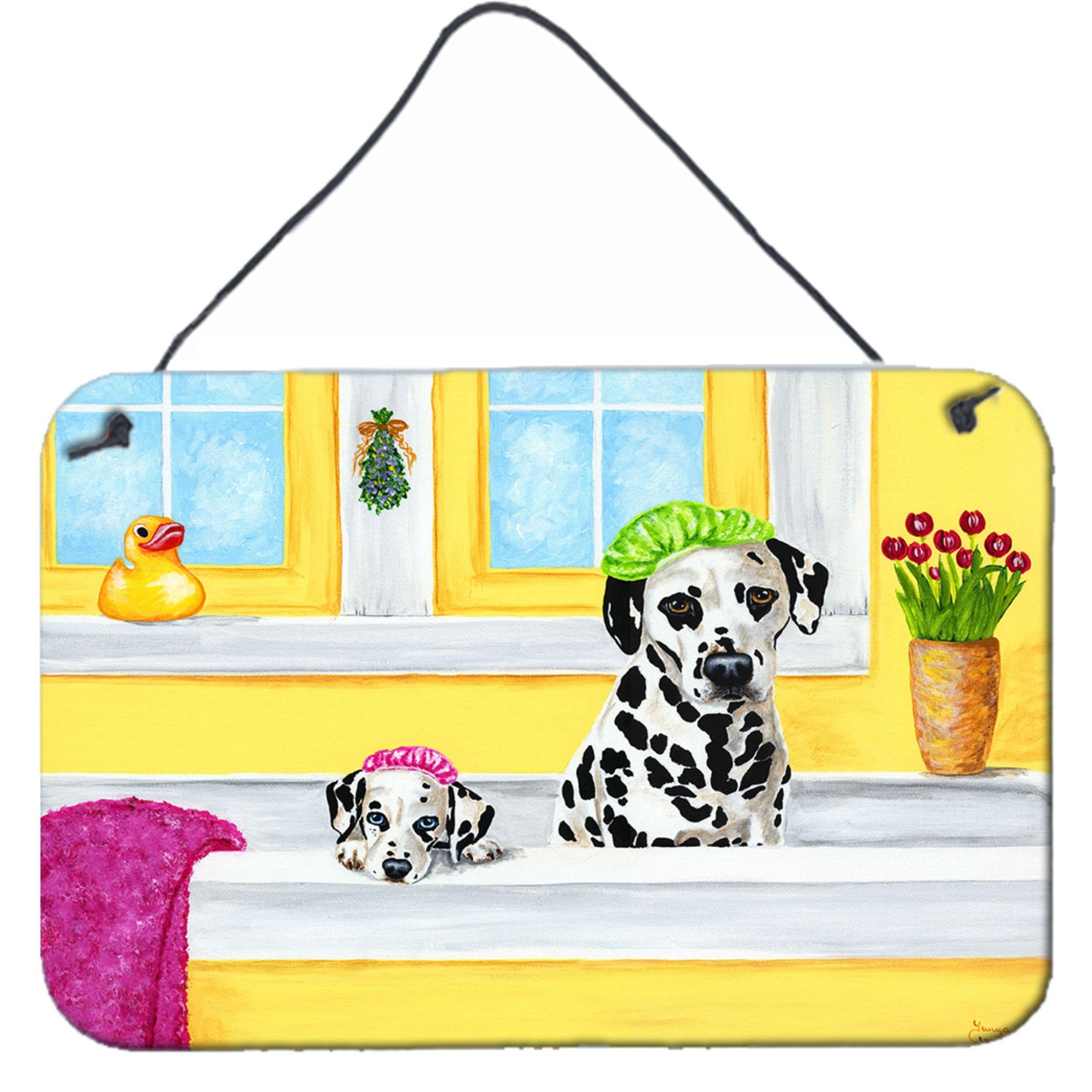 &quotCaroline's Treasures Bath Day Dalmatian Wall or Door Hanging Prints AMB1099DS812, 8"&quotH x 12"&quotW, Multicolor"