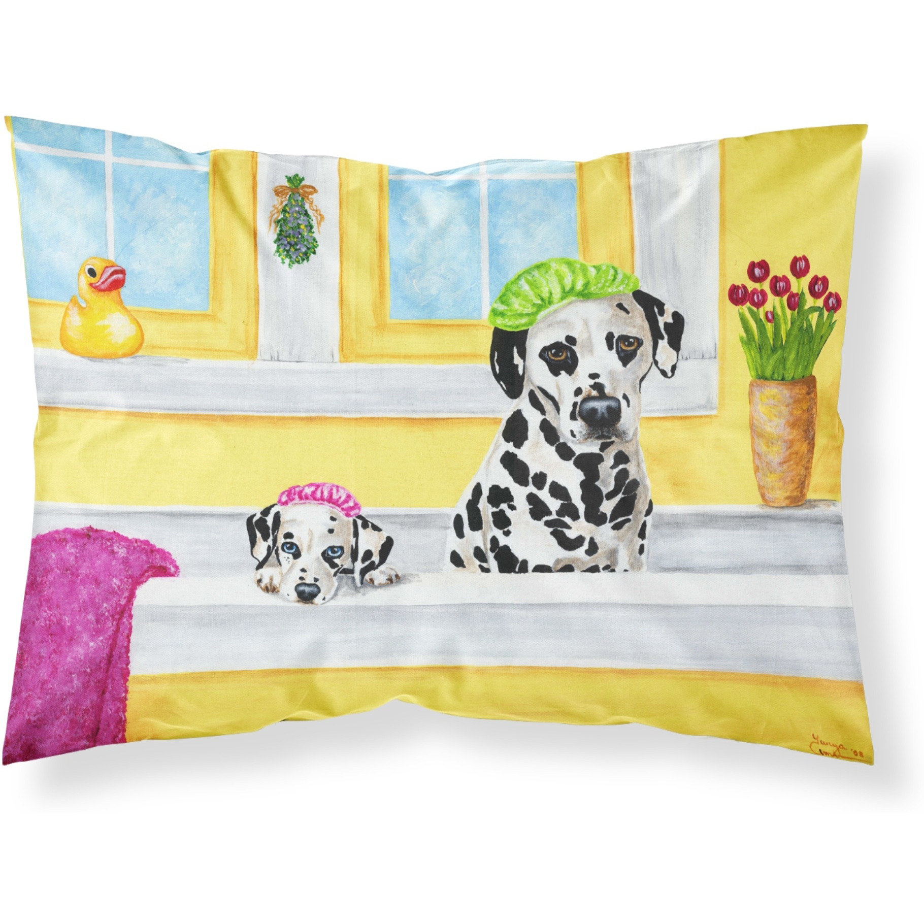 &quotCaroline's Treasures Bath Day Dalmatian Fabric Standard Pillowcase AMB1099PILLOWCASE, Multicolor"