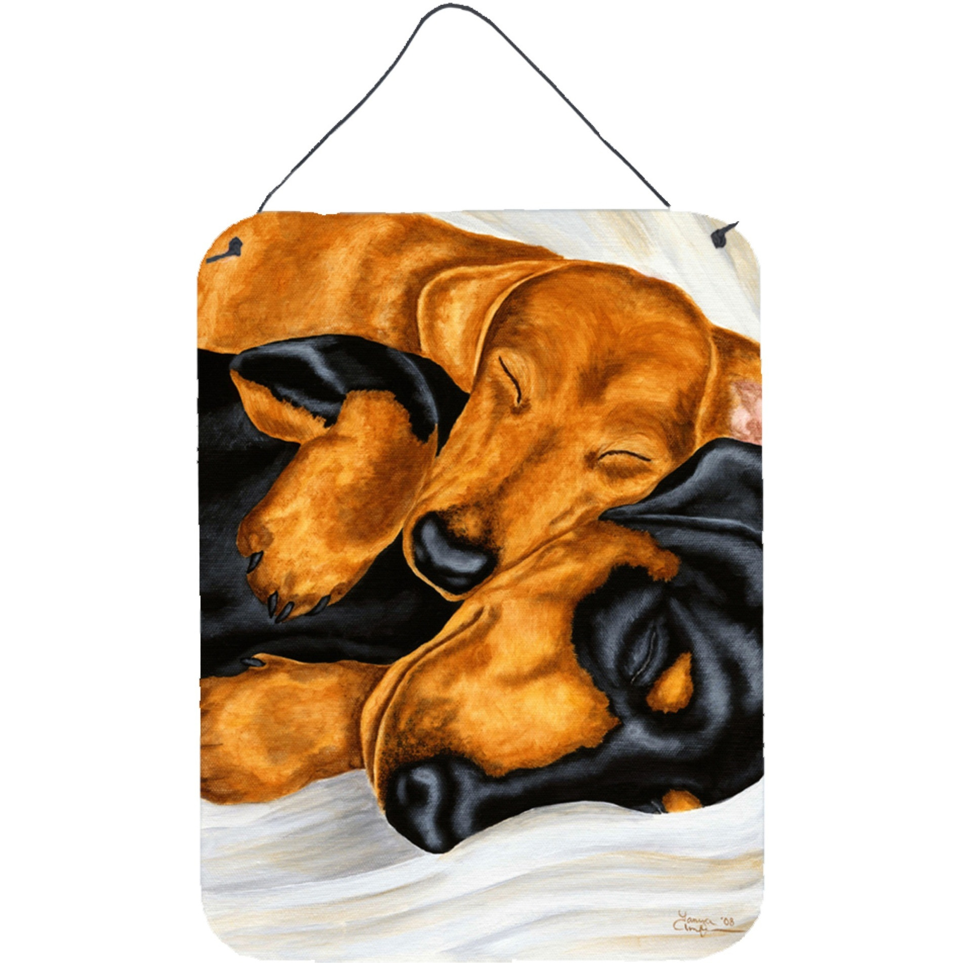 &quotCaroline's Treasures Dachshund Snuggles Wall or Door Hanging Prints AMB1110DS1216, 16HX12W, Multicolor"