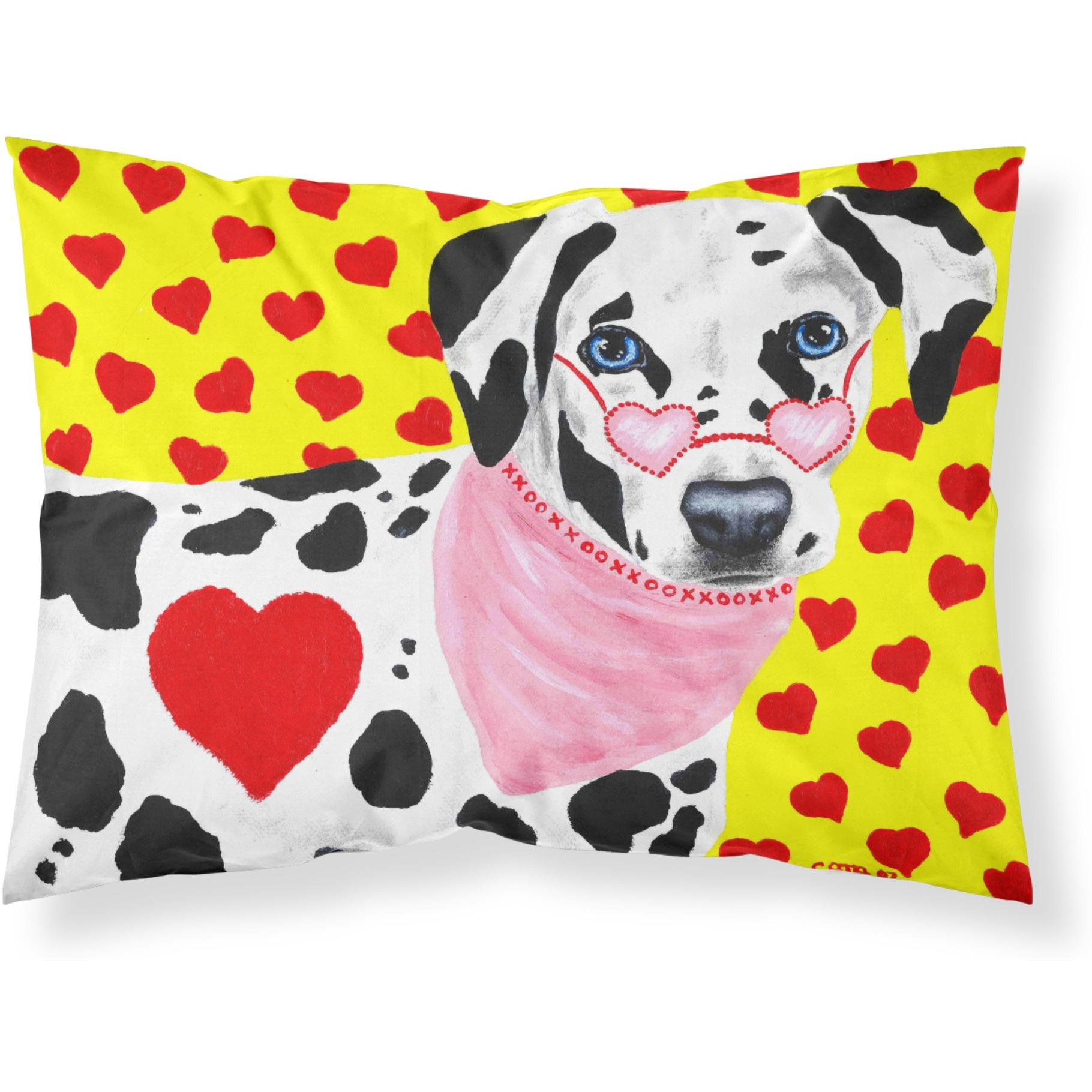 &quotCaroline's Treasures Hearts and Dalmatian Fabric Standard Pillowcase AMB1116PILLOWCASE, Multicolor"