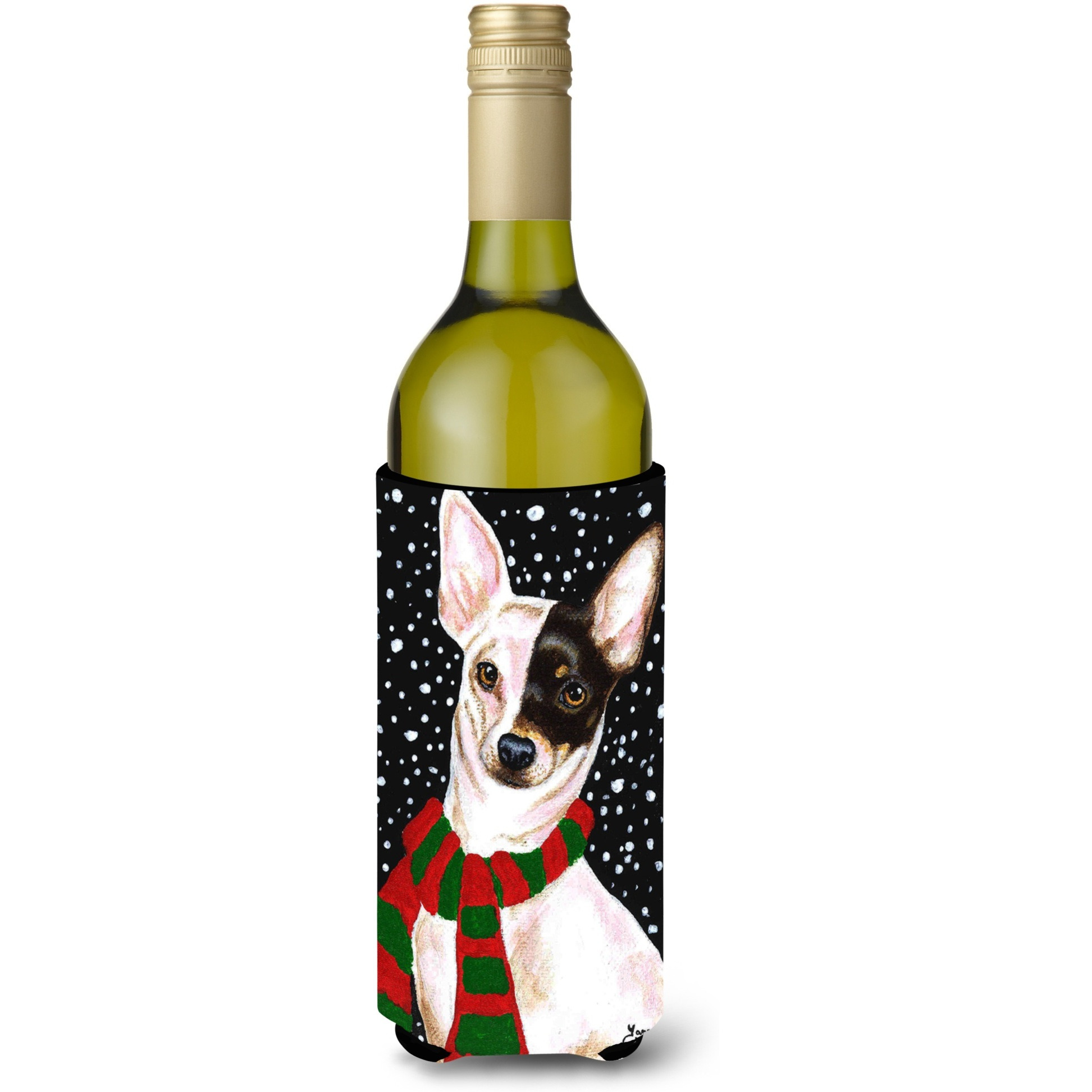 &quotCaroline's Treasures Snowy Chihuahua Wine Bottle Koozie Hugger, 750ml, Multicolor"