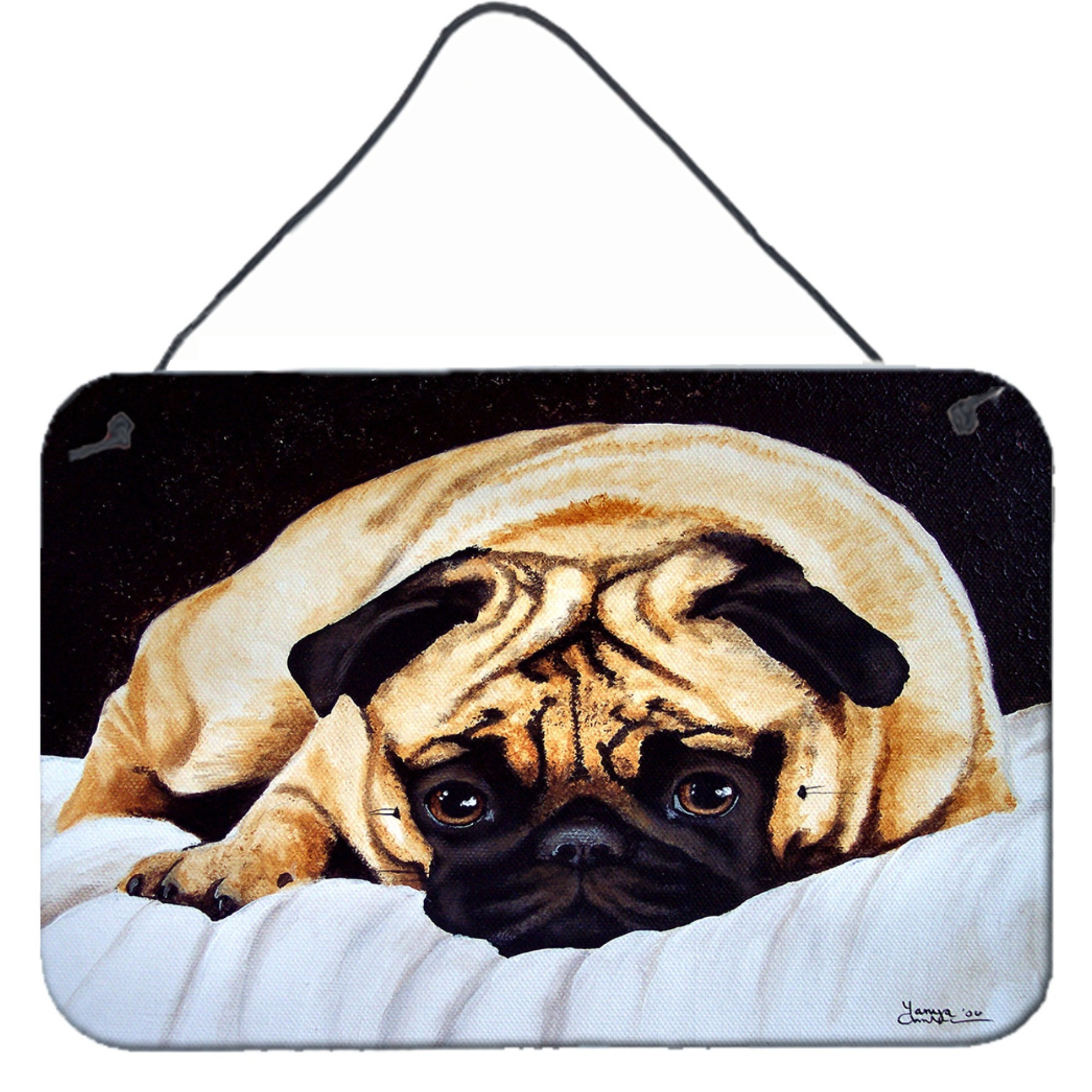 &quotCaroline's Treasures Fred the Pug Wall or Door Hanging Prints AMB1194DS812, 8"&quotH x 12"&quotW, Multicolor"