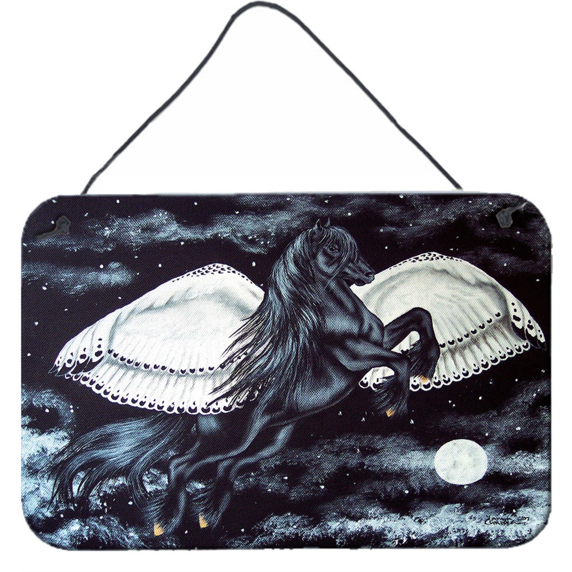 &quotCaroline's Treasures Black Flying Horse Wall or Door Hanging Prints AMB1222DS812, 8"&quotH x 12"&quotW, Multicolor"