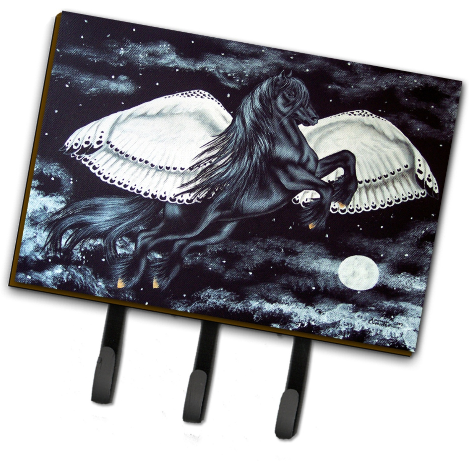 &quotCaroline's Treasures AMB1222TH68 Black Flying Horse Leash or Key Holder, Large, Multicolor"