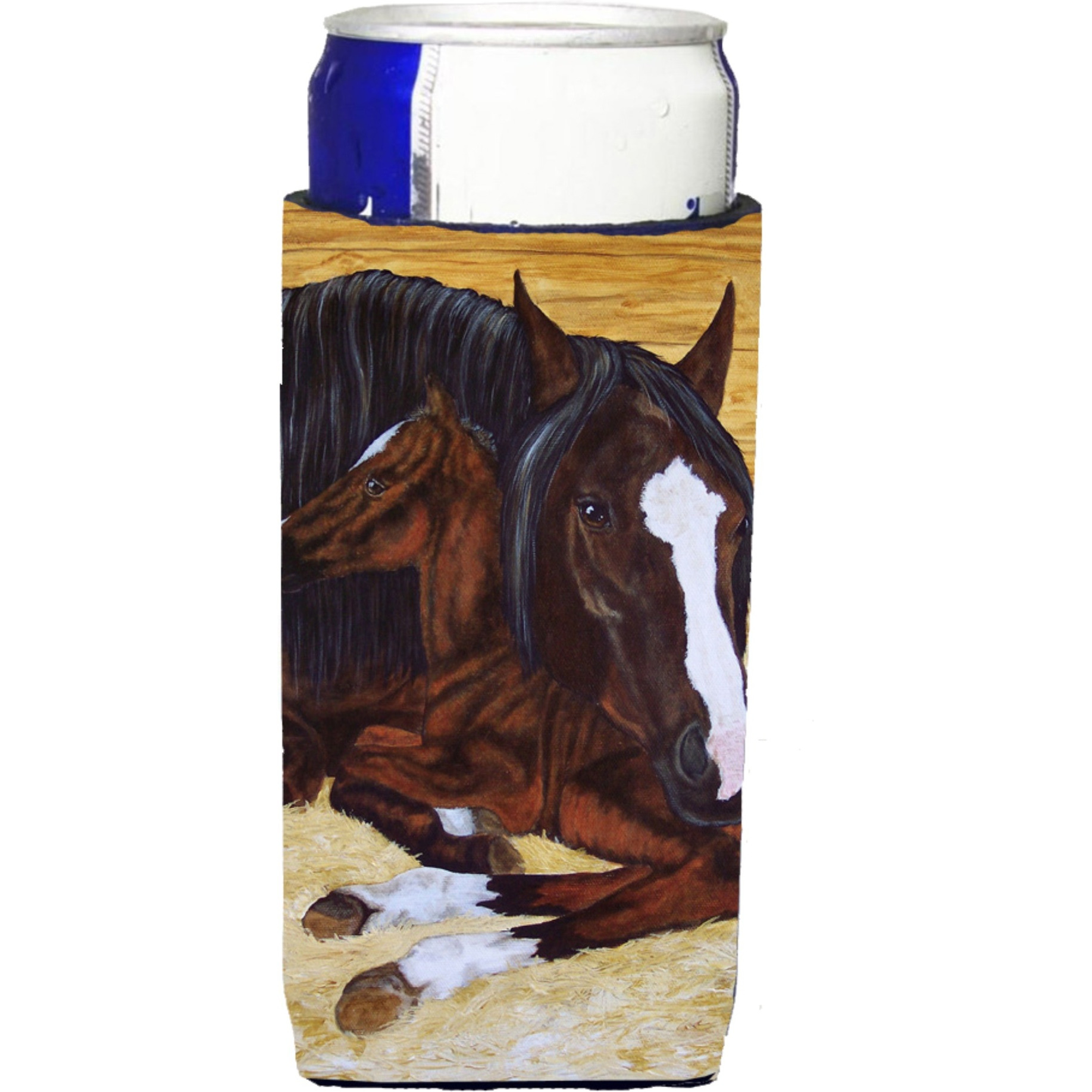 &quotCaroline's Treasures Bay Mare Foal Horse Michelob Ultra Koozies for Slim Cans, Multicolor"