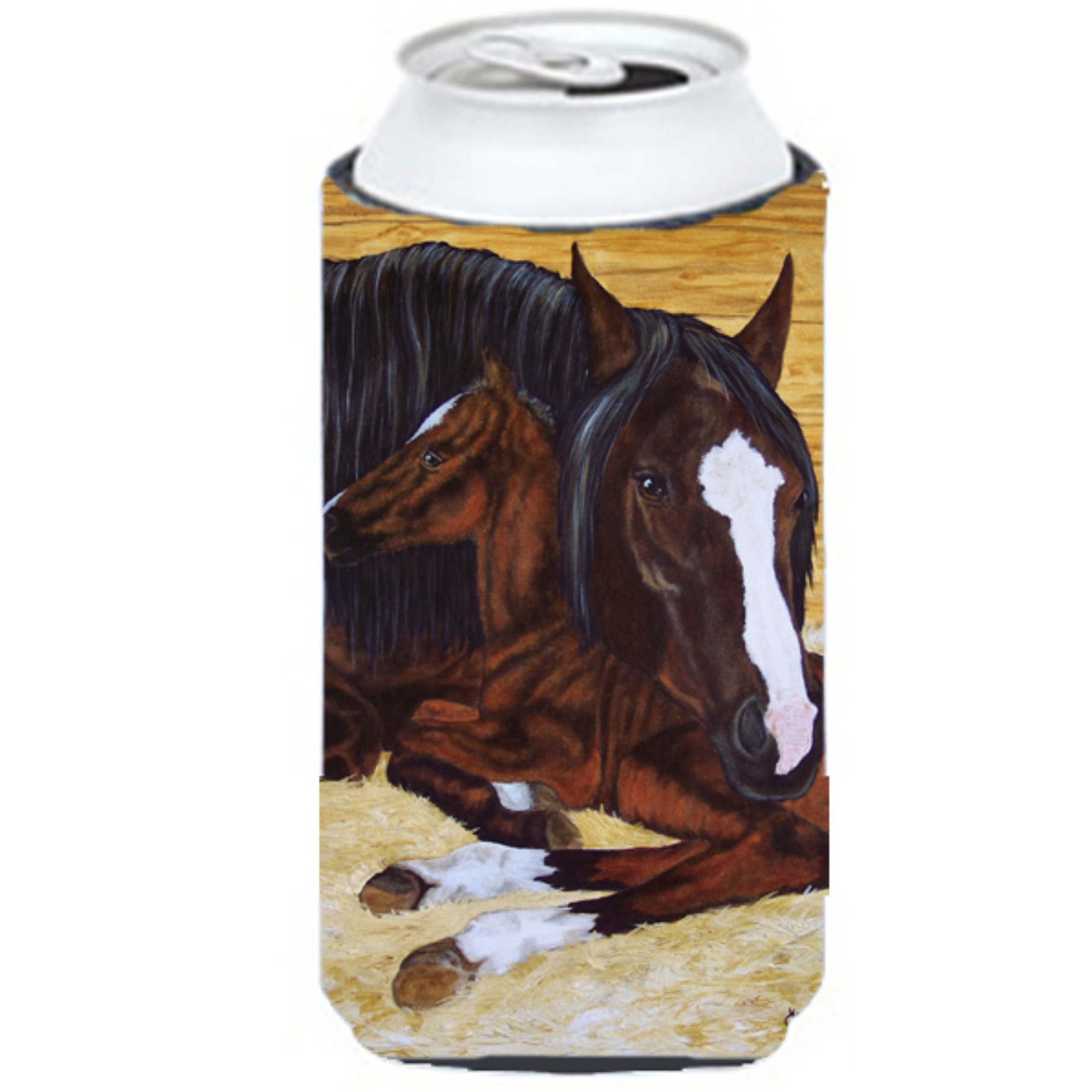 &quotCaroline's Treasures Bay Mare Foal Horse Tall Boy Koozie Hugger, Multicolor"