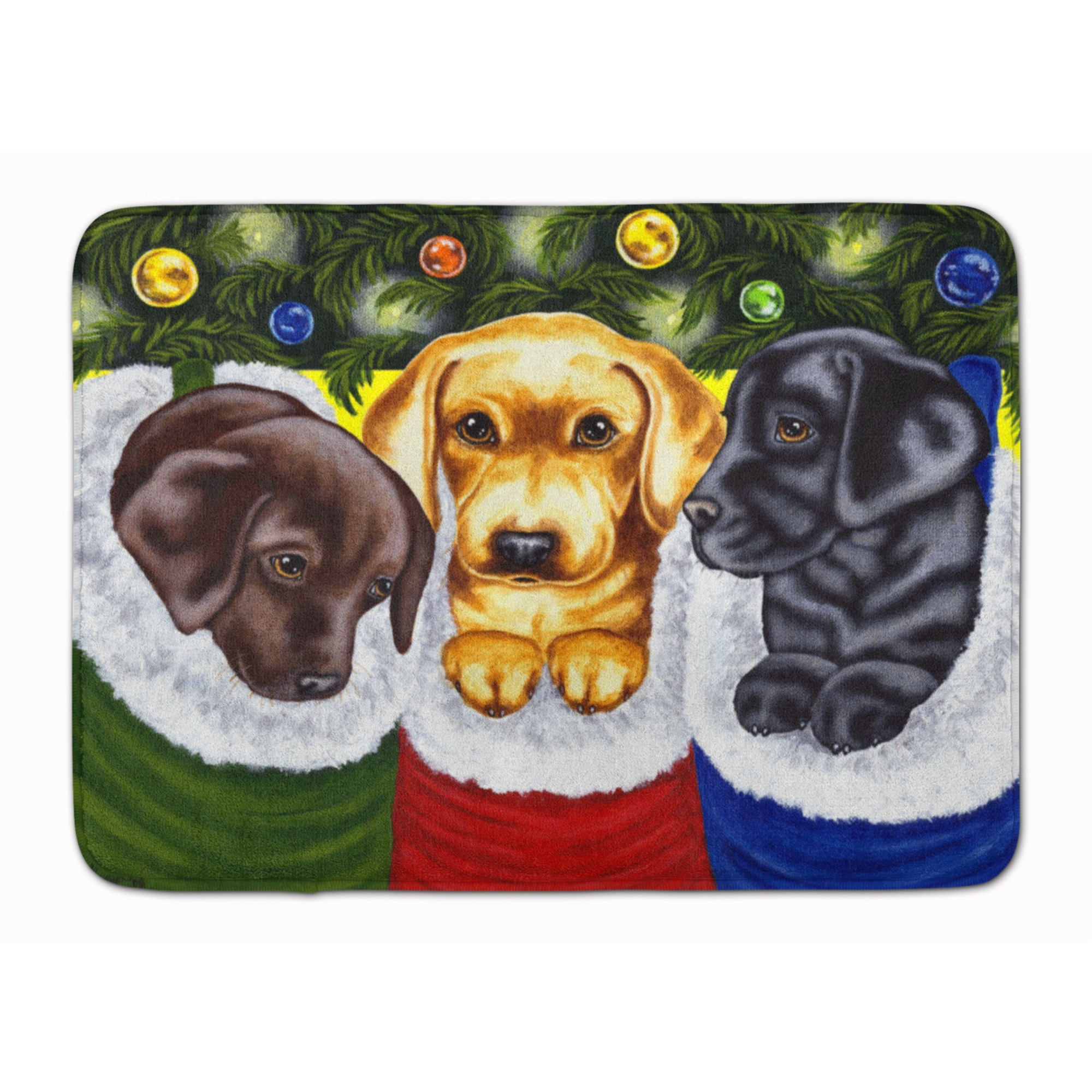 &quotCaroline's Treasures Christmas Stocking Surprise Labrador Floor Mat, 19"" x 27"", Multicolor"