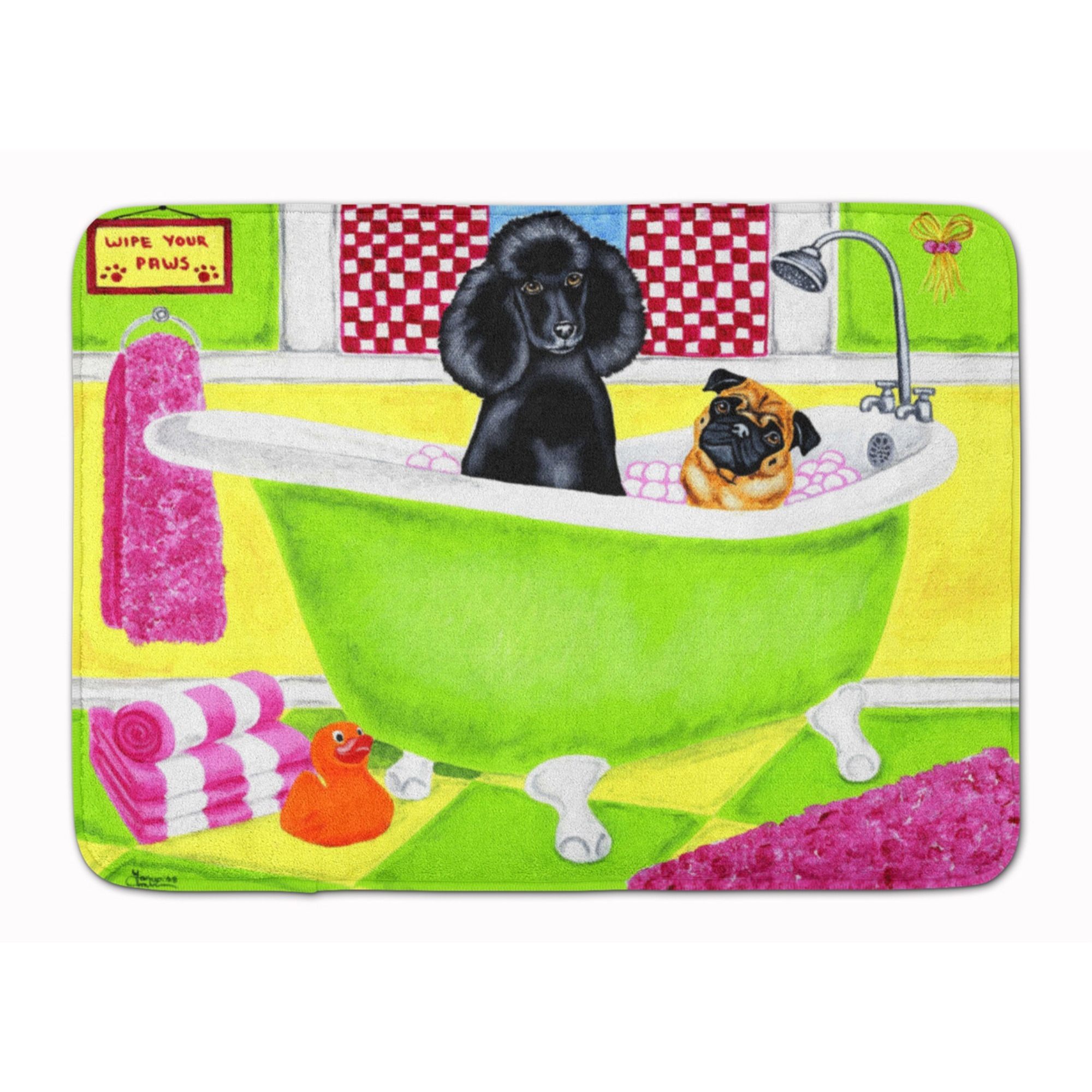 &quotCaroline's Treasures Tub for Two with Poodle and Pug Floor Mat, 19"" x 27"", Multicolor"