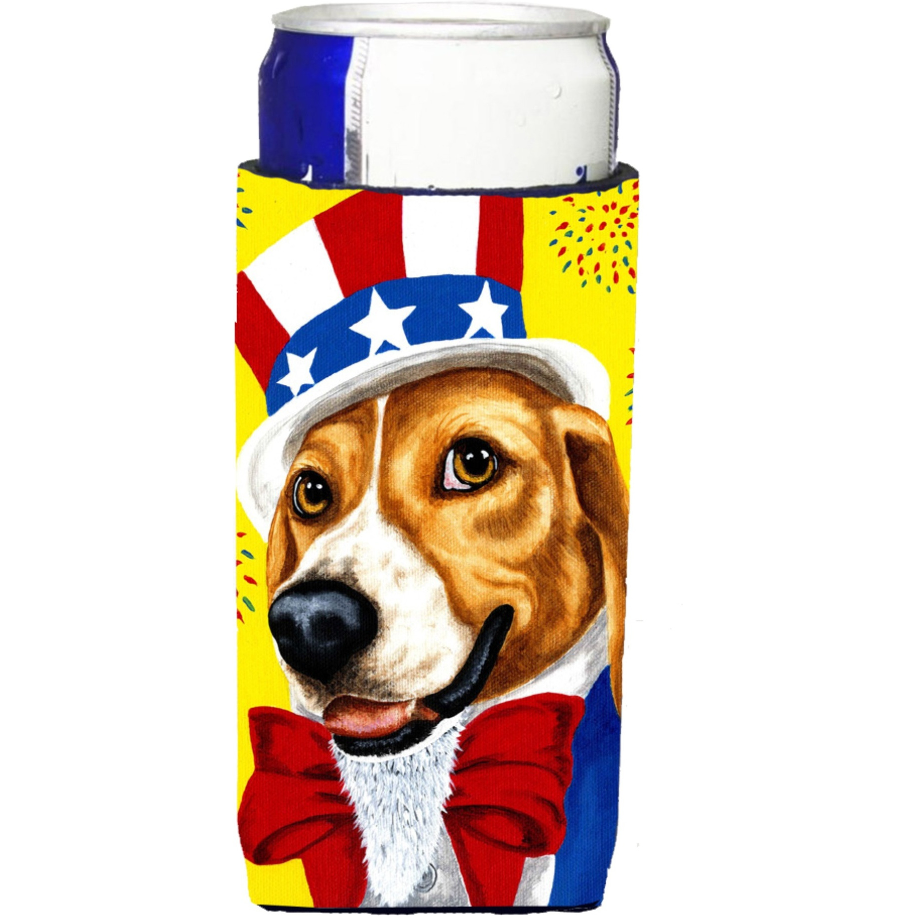&quotCaroline's Treasures Uncle Sam's USA Beagle Michelob Ultra Koozies for Slim Cans, Multicolor"
