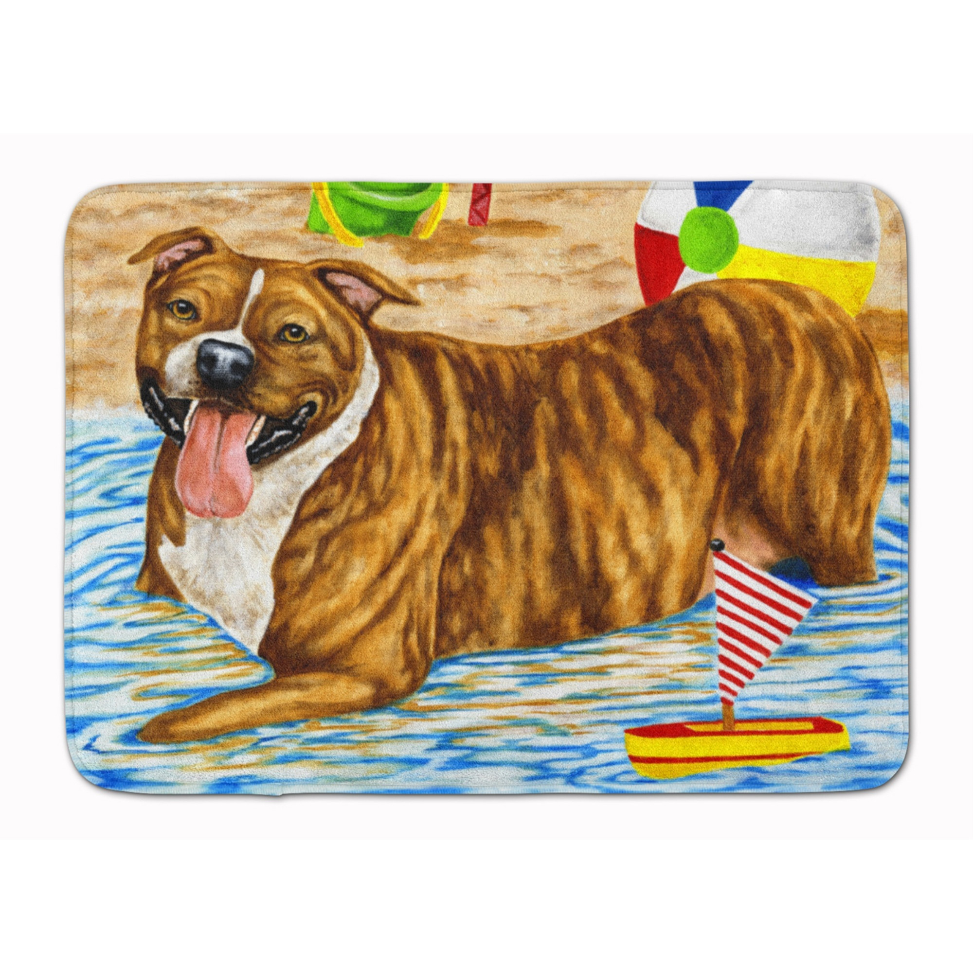 &quotCaroline's Treasures Beach Bum Staffie Floor Mat, 19"" x 27"", Multicolor"