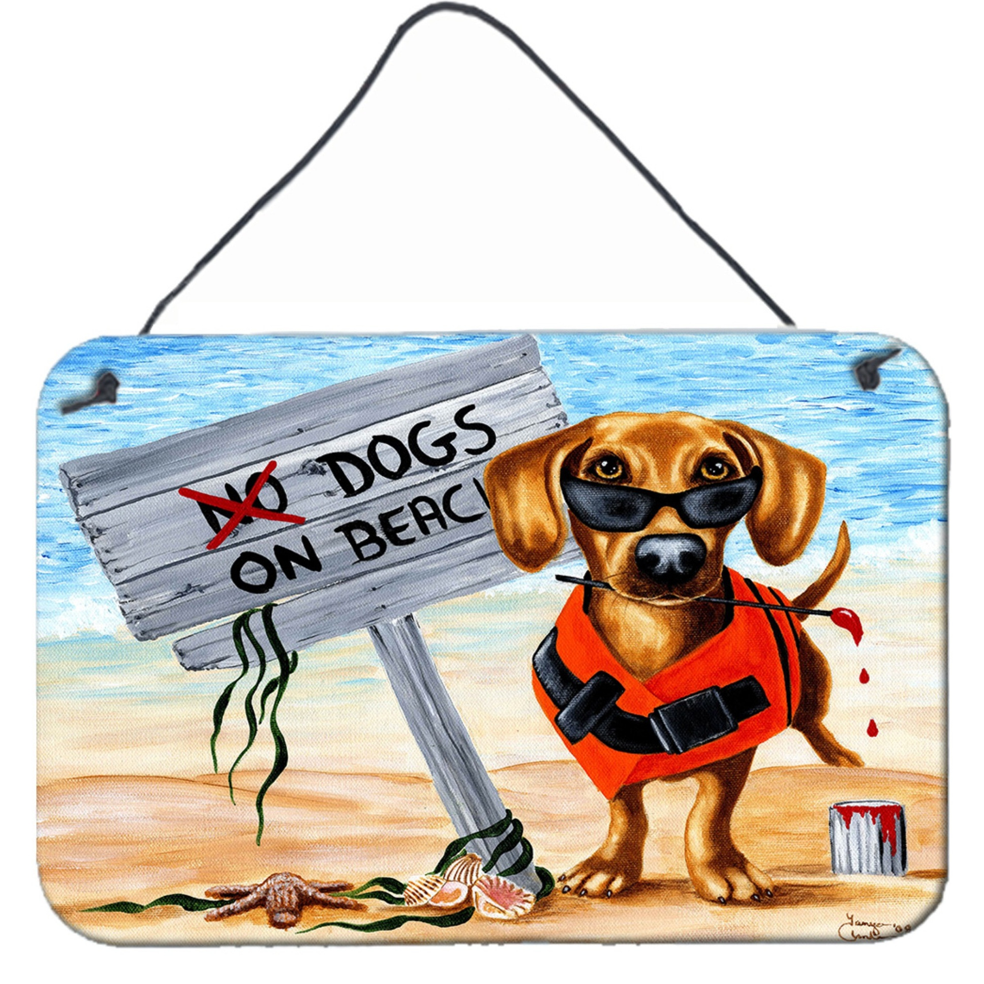 &quotCaroline's Treasures The Dog Beach Dachshund Wall or Door Hanging Prints AMB1341DS812, 8"" H x 12"" W, Multicolor"
