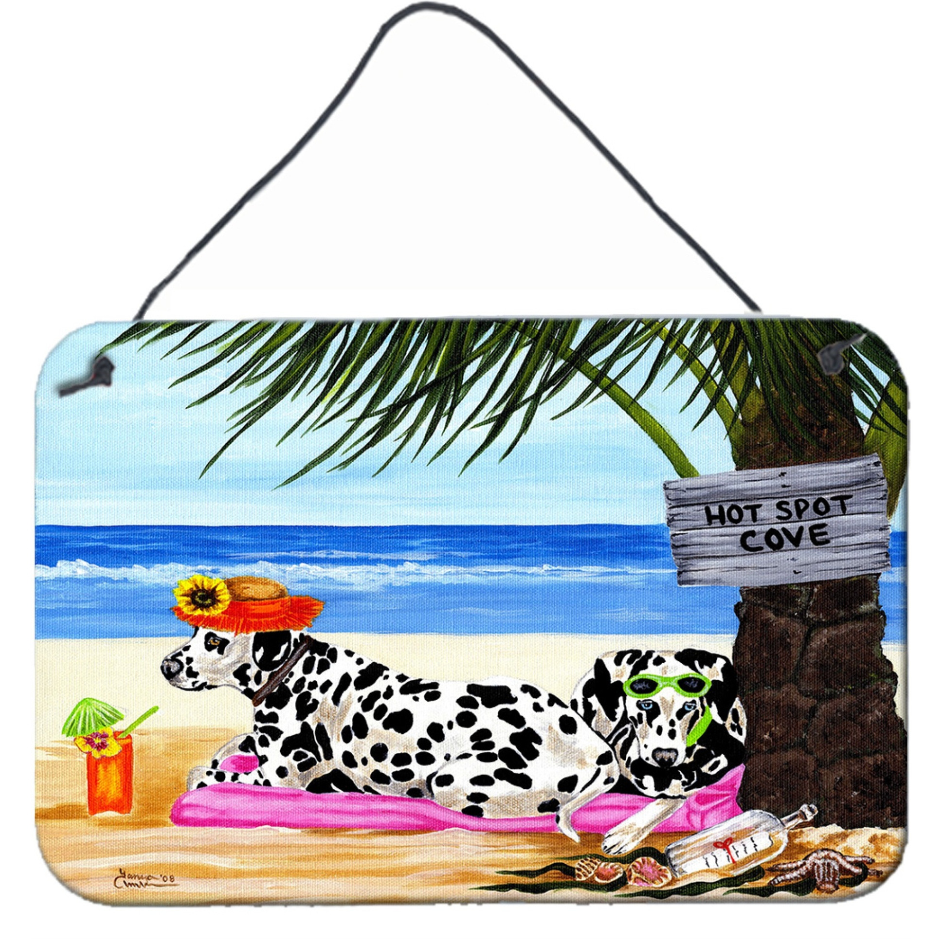 &quotCaroline's Treasures Hot Spot Cove Beach Dalmatian Wall or Door Hanging Prints AMB1342DS812, 8"&quotH x 12"&quotW, Multicolor"