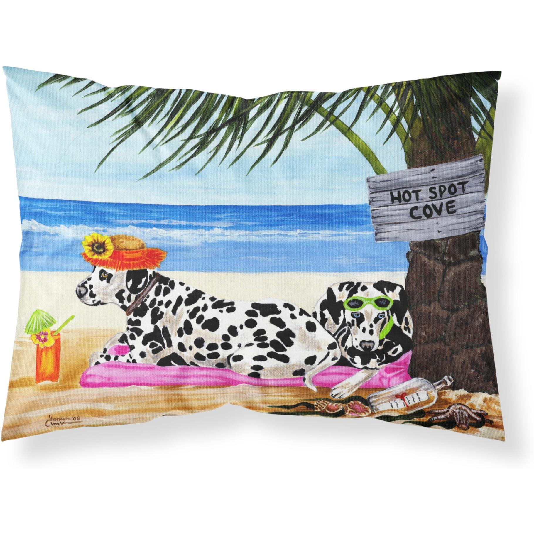 &quotCaroline's Treasures Hot Spot Cove Beach Dalmatian Fabric Standard Pillowcase AMB1342PILLOWCASE, Multicolor"