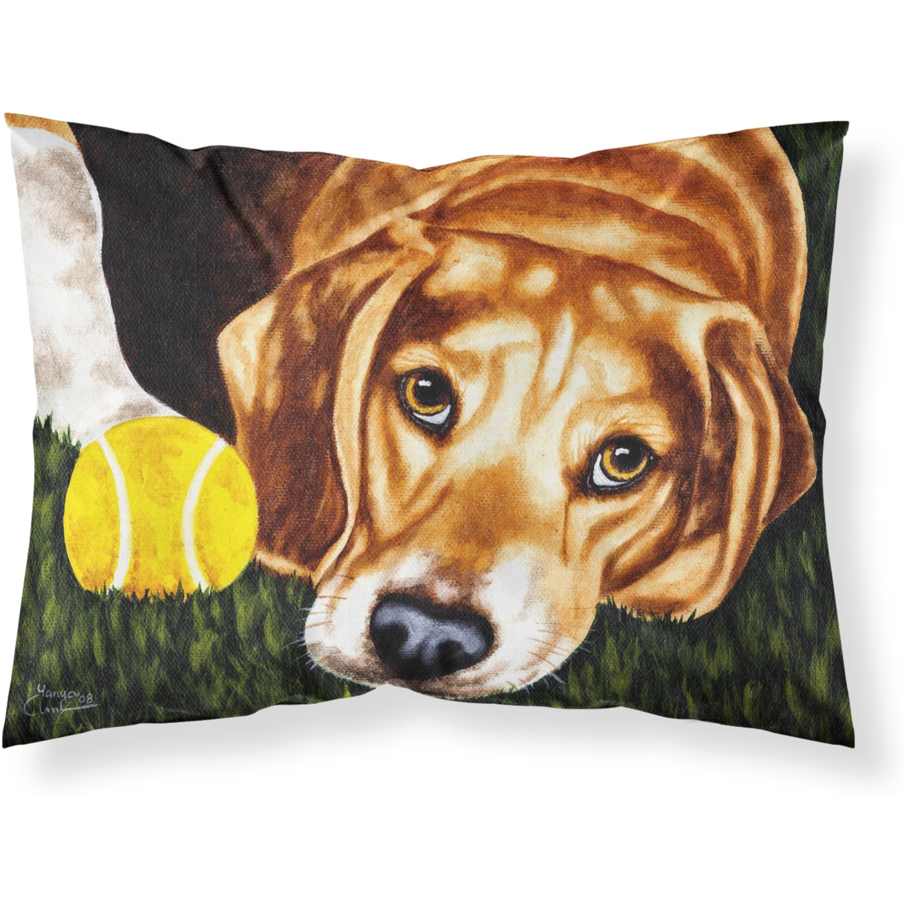 &quotCaroline's Treasures Have Ball Will Travel Beagle Fabric Standard Pillowcase AMB1358PILLOWCASE, Multicolor"