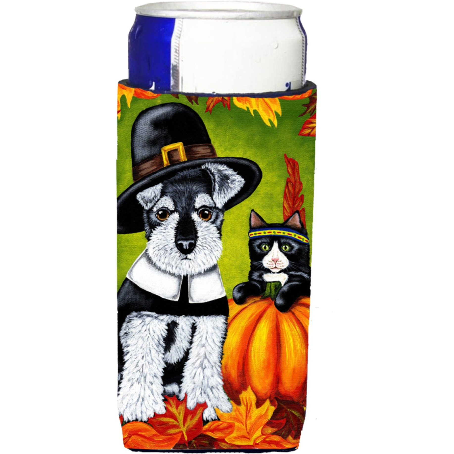&quotCaroline's Treasures Thanksgiving Friends Schnauzer Michelob Ultra Koozies for Slim Cans, Multicolor"