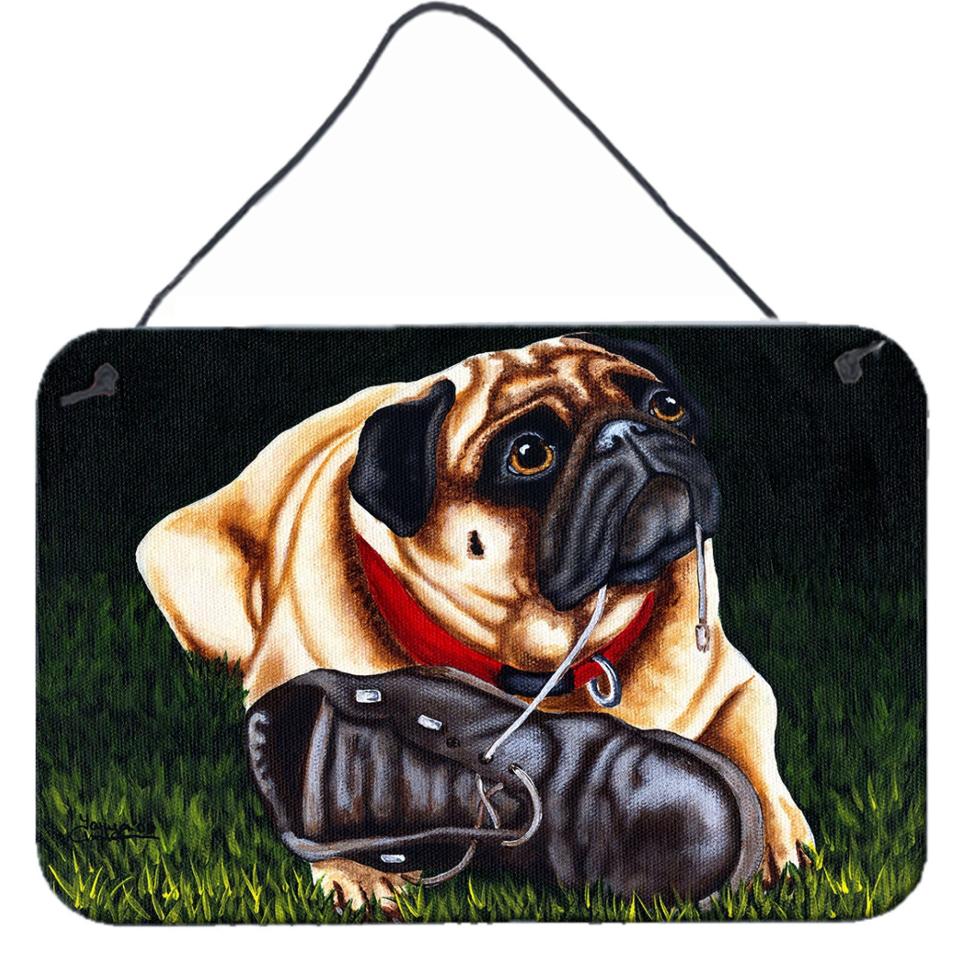 &quotCaroline's Treasures Cluster Buster the Pug Wall or Door Hanging Prints AMB1382DS812, 8"&quotH x 12"&quotW, Multicolor"