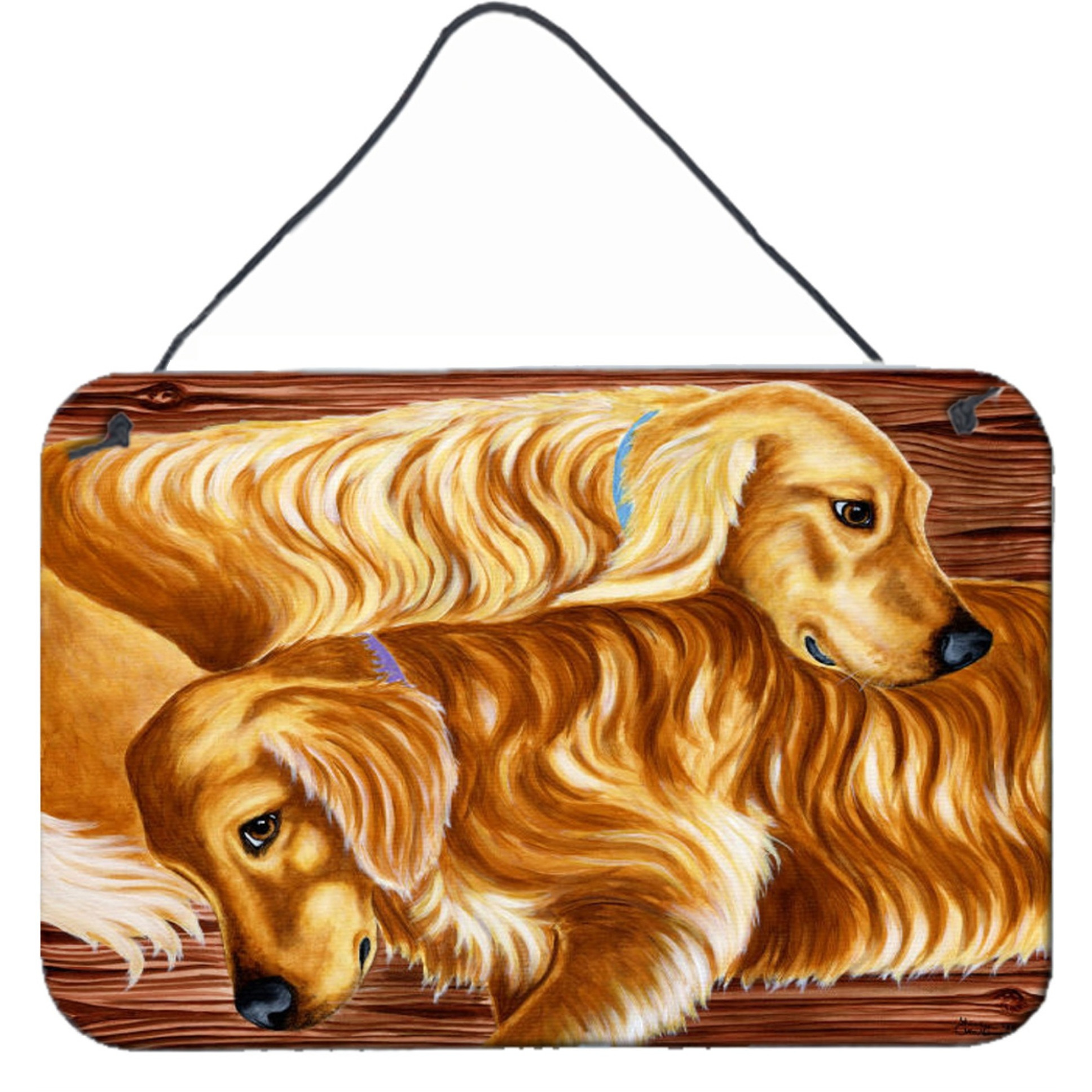 &quotCaroline's Treasures Zeus and Chloie the Golden Retrievers Wall or Door Hanging Prints AMB1387DS812, 8"&quotH x 12"&quotW, Multicolor"