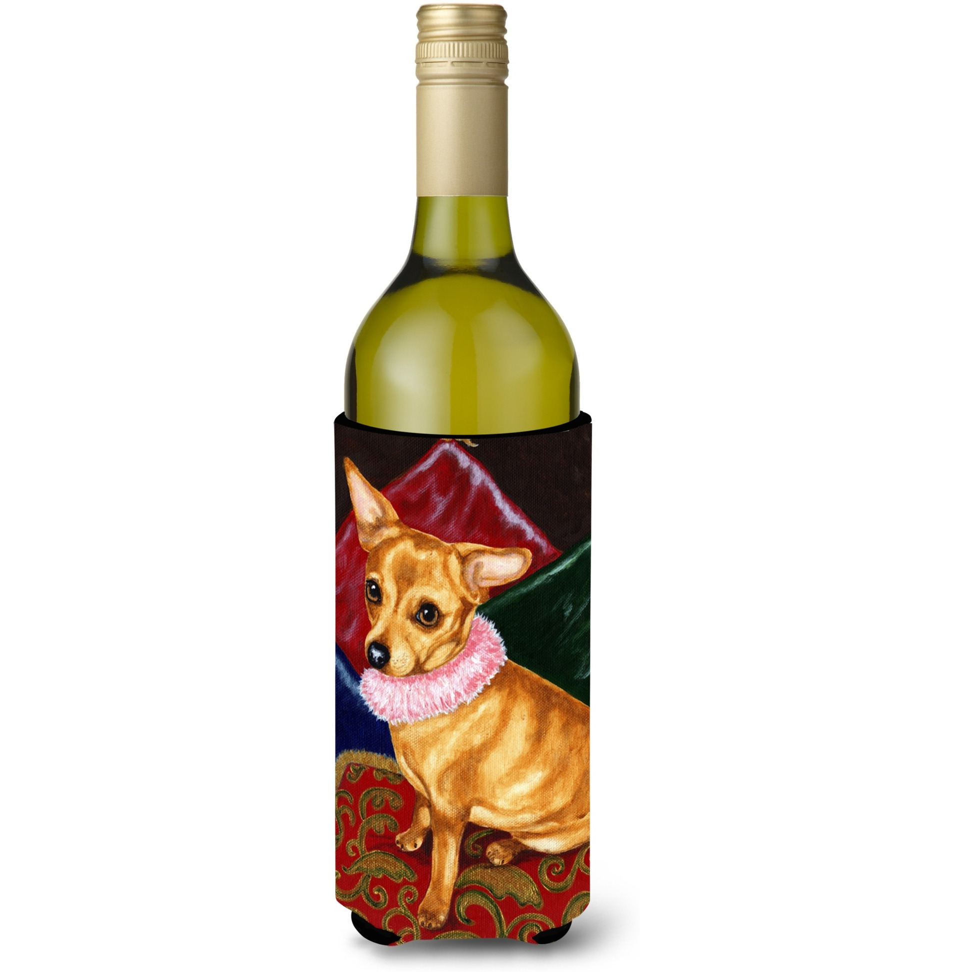 &quotCaroline's Treasures Pillow Princess Chihuahua Wine Bottle Koozie Hugger, 750ml, Multicolor"