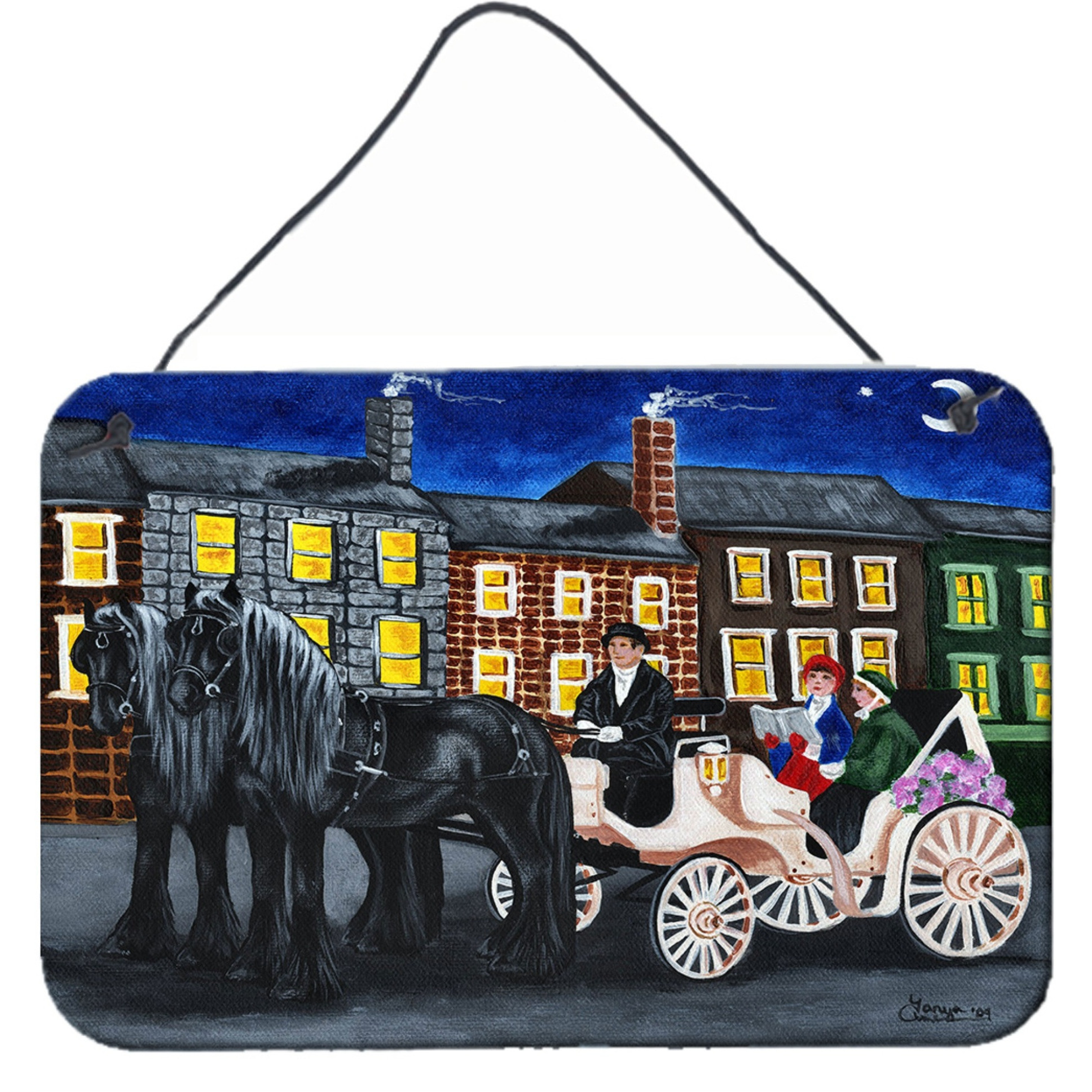 &quotCaroline's Treasures City Carriage Ride Horse Wall or Door Hanging Prints AMB1409DS812, 8"&quotH x 12"&quotW, Multicolor"