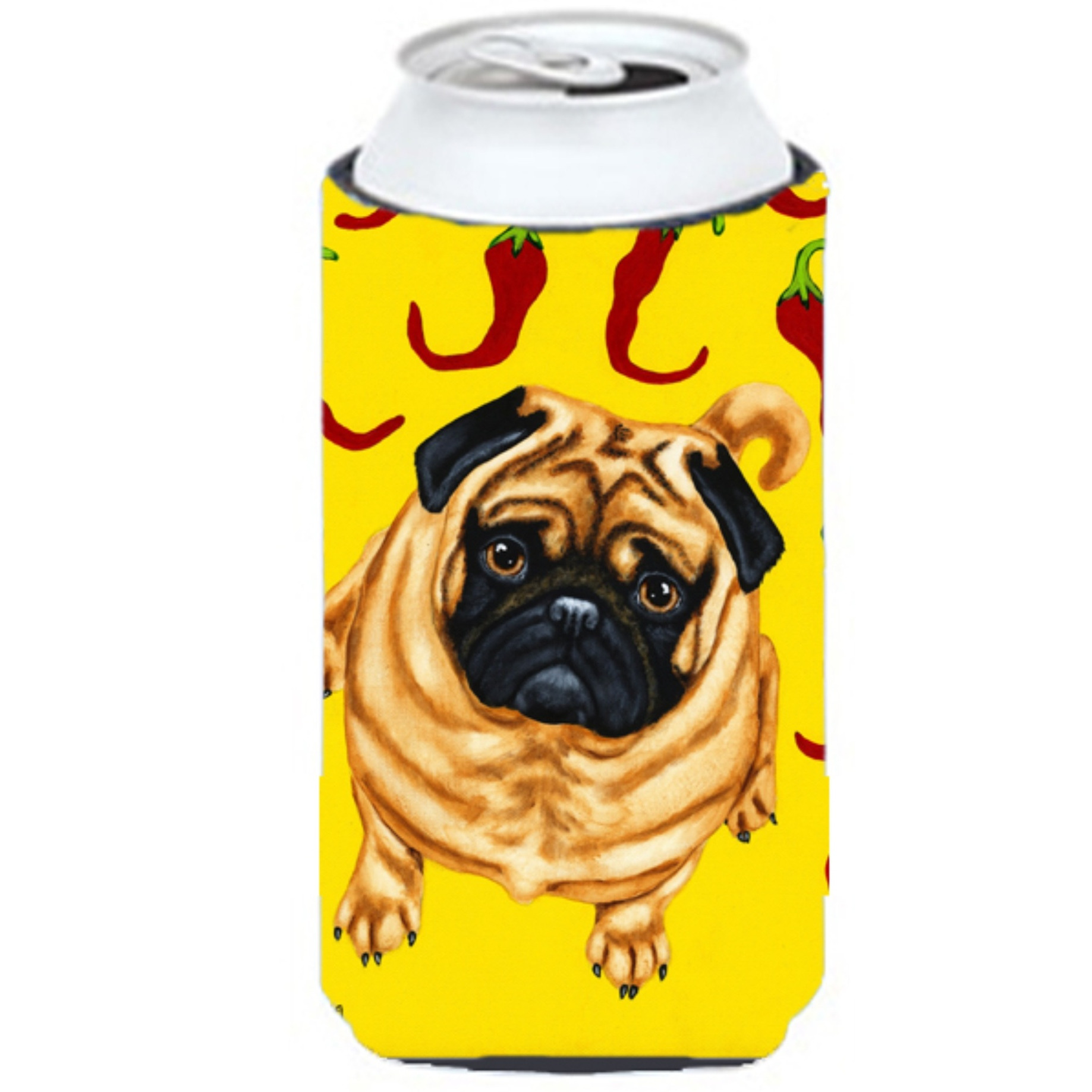 &quotCaroline's Treasures Pick A Pepper Pug Tall Boy Koozie Hugger, Multicolor"