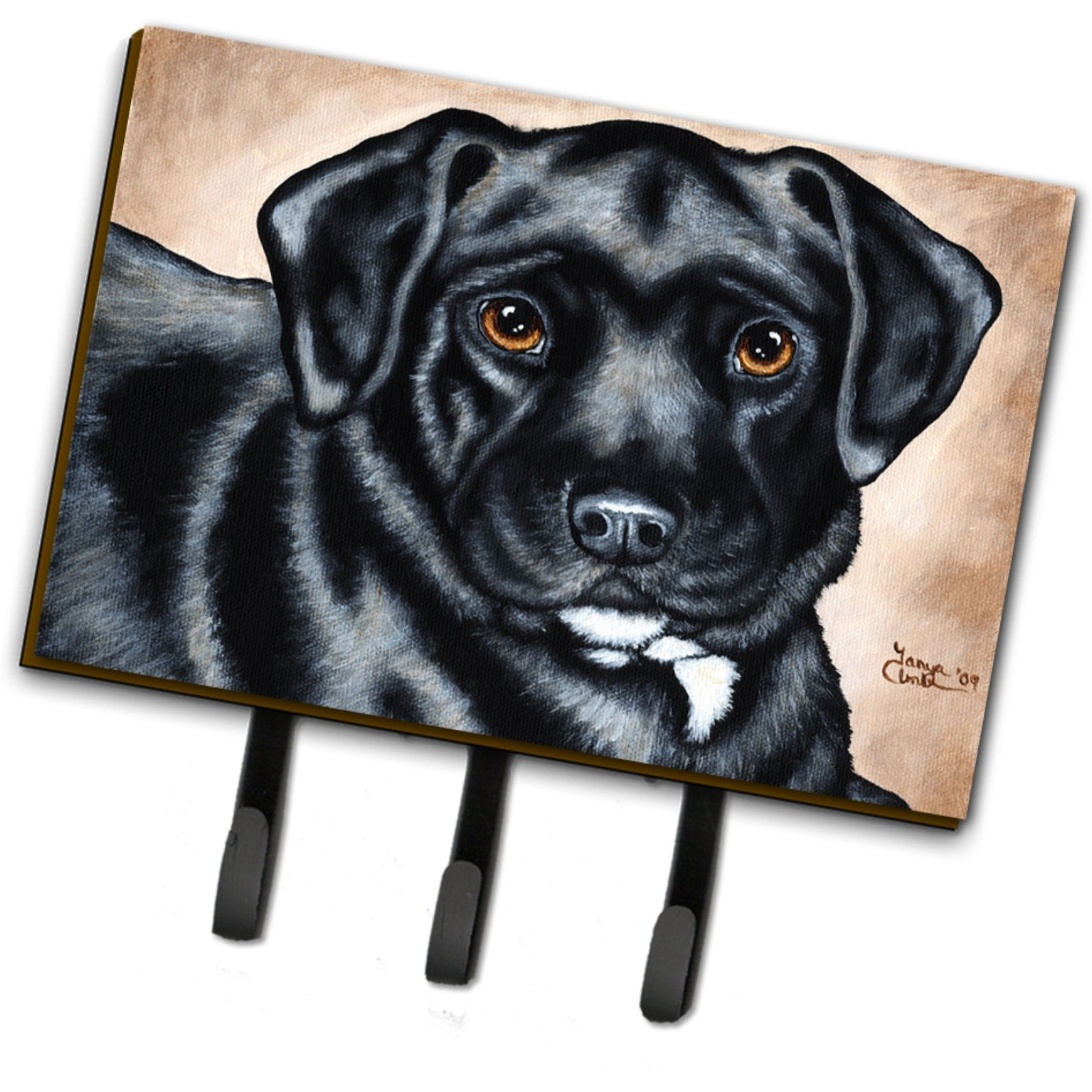 &quotCaroline's Treasures AMB1415TH68 black Bart The Labrador Leash or Key Holder, Large, Multicolor"