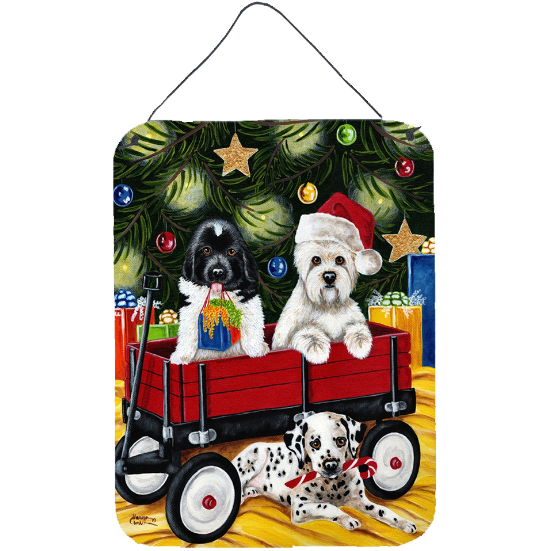 &quotCaroline's Treasures Christmas Westie, Newfoundland, Dalmatian Wall or Door Hanging Prints AMB1445DS1216, 16HX12W, Multicolor"