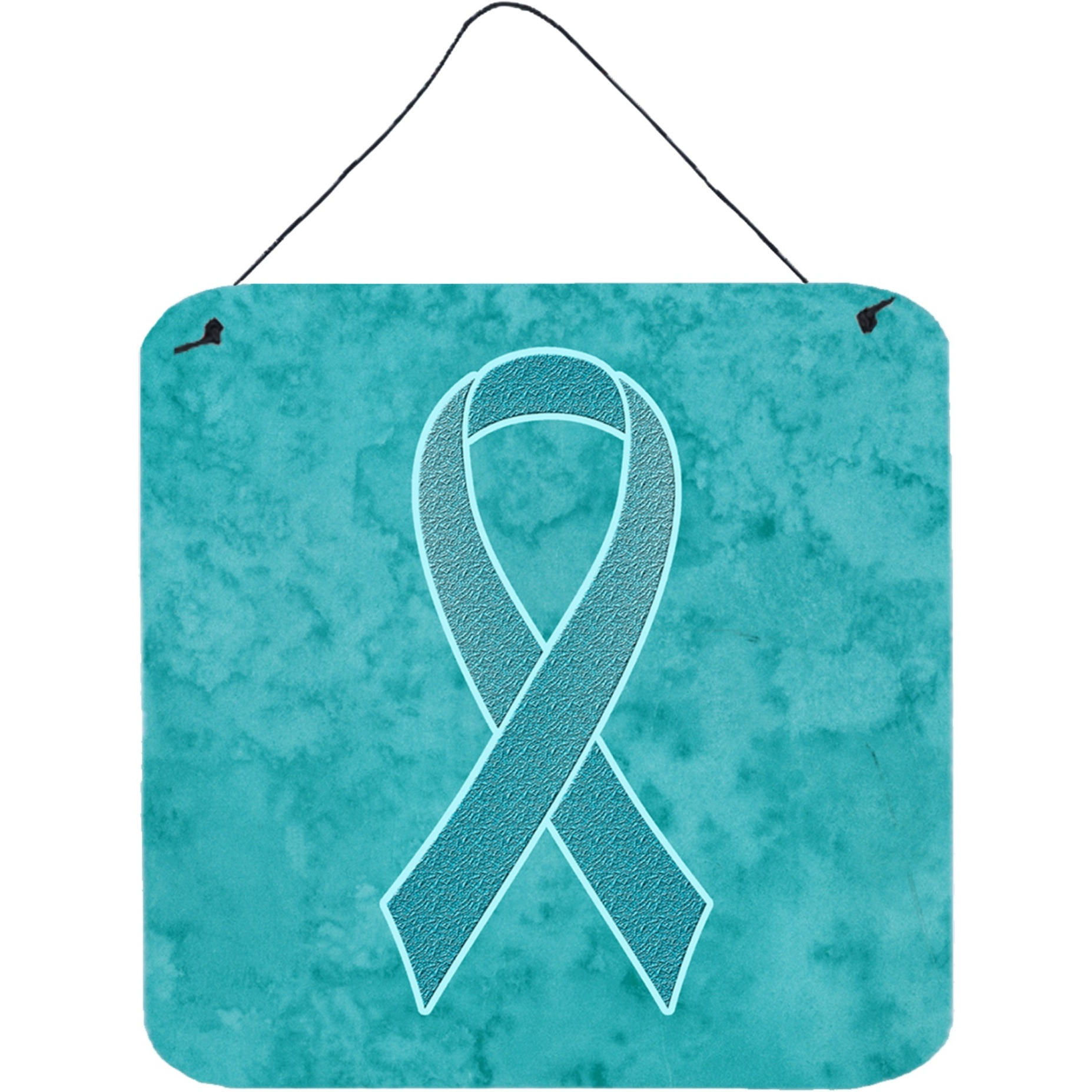 &quotCaroline's Treasures Teal Ribbon for Ovarian Cancer Awareness Wall or Door Hanging Prints, 6 x 6"""