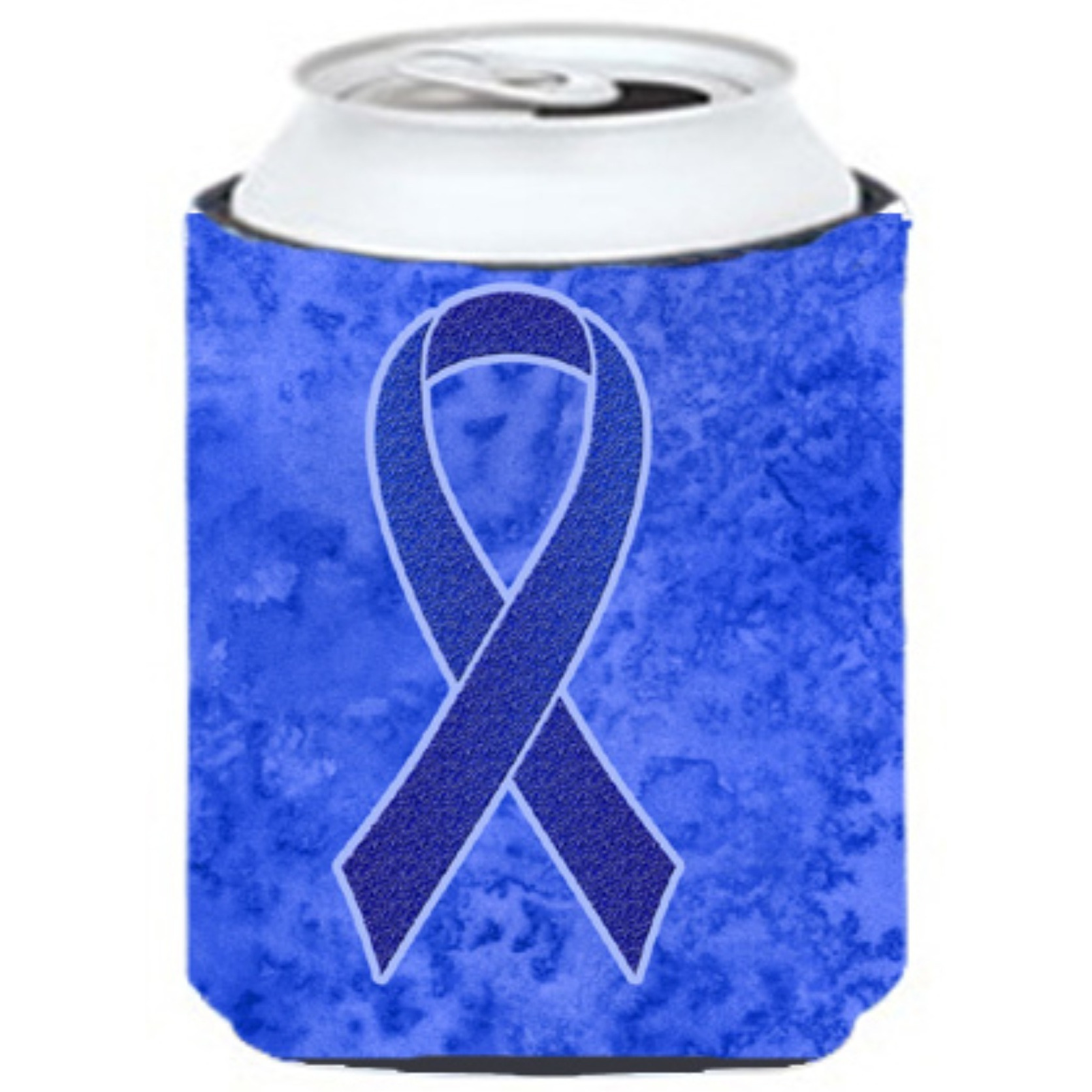 Dark Blue Ribbon for Colon Cancer Awareness Can or Bottle Hugger AN1202CC