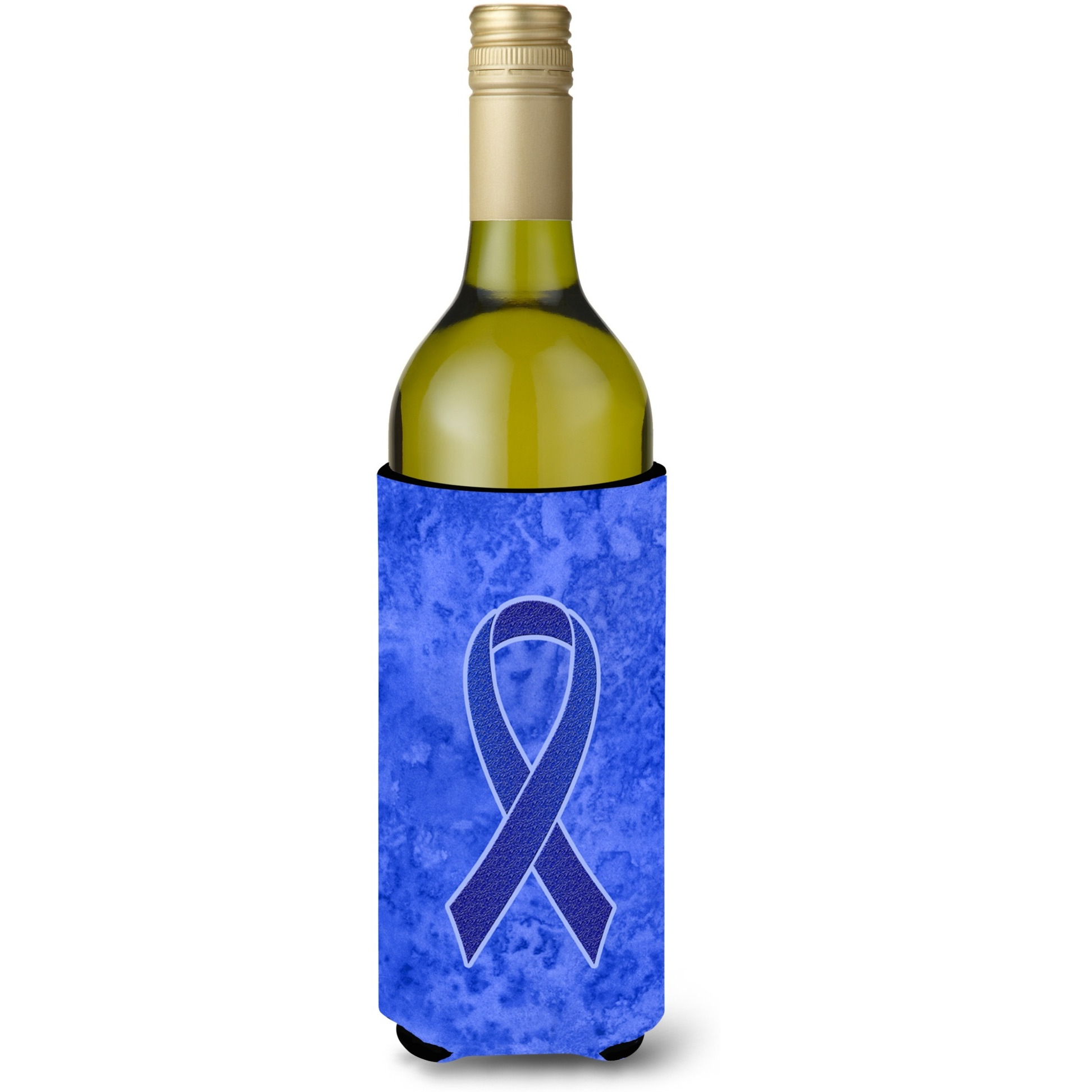 Dark Blue Ribbon for Colon Cancer Awareness Wine Bottle Beverage Insulator Hugger AN1202LITERK