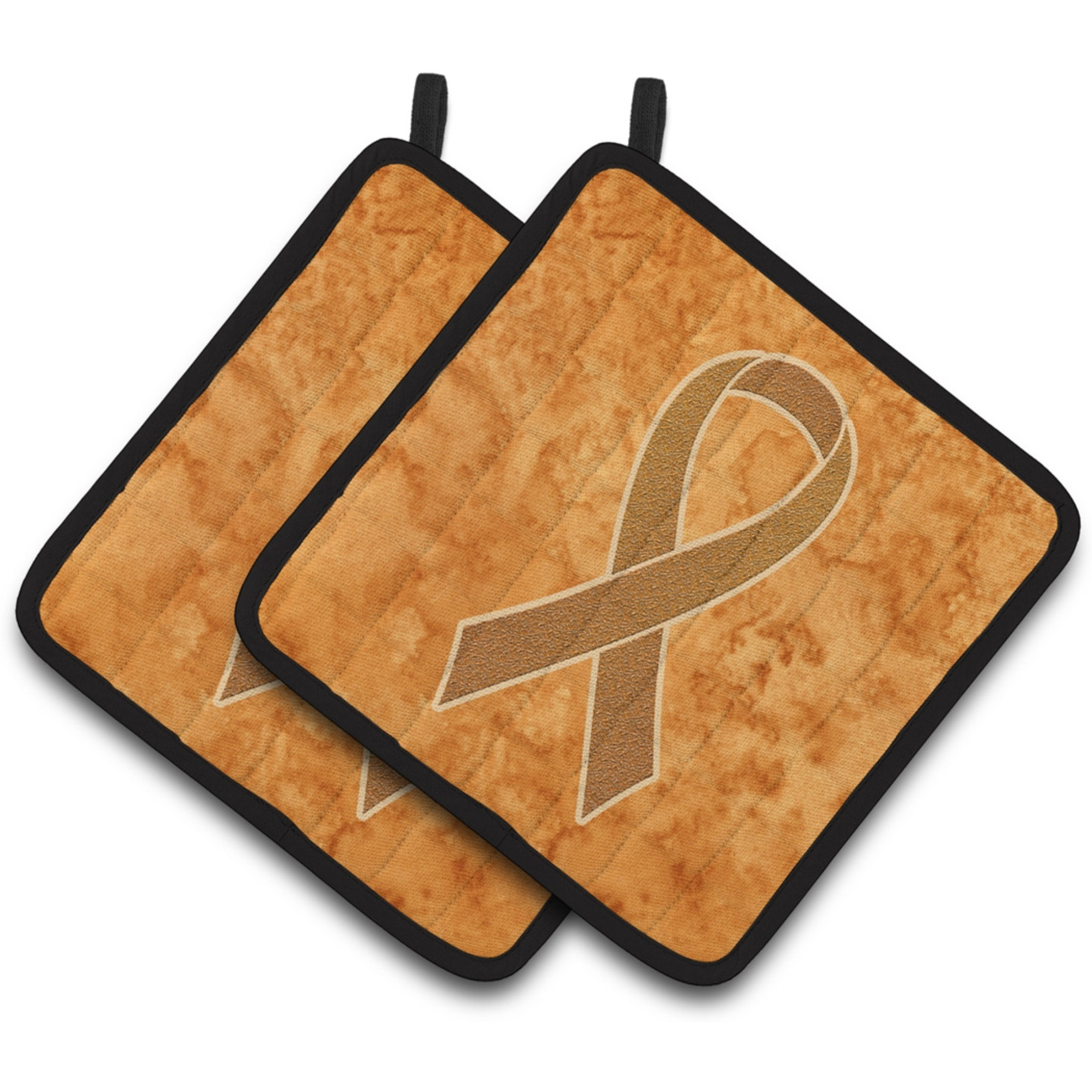 &quotCaroline's Treasures Orange Ribbon For Leukemia Awareness Pair of Pot Holders AN1204PTHD, 7.5HX7.5W, Multicolor"