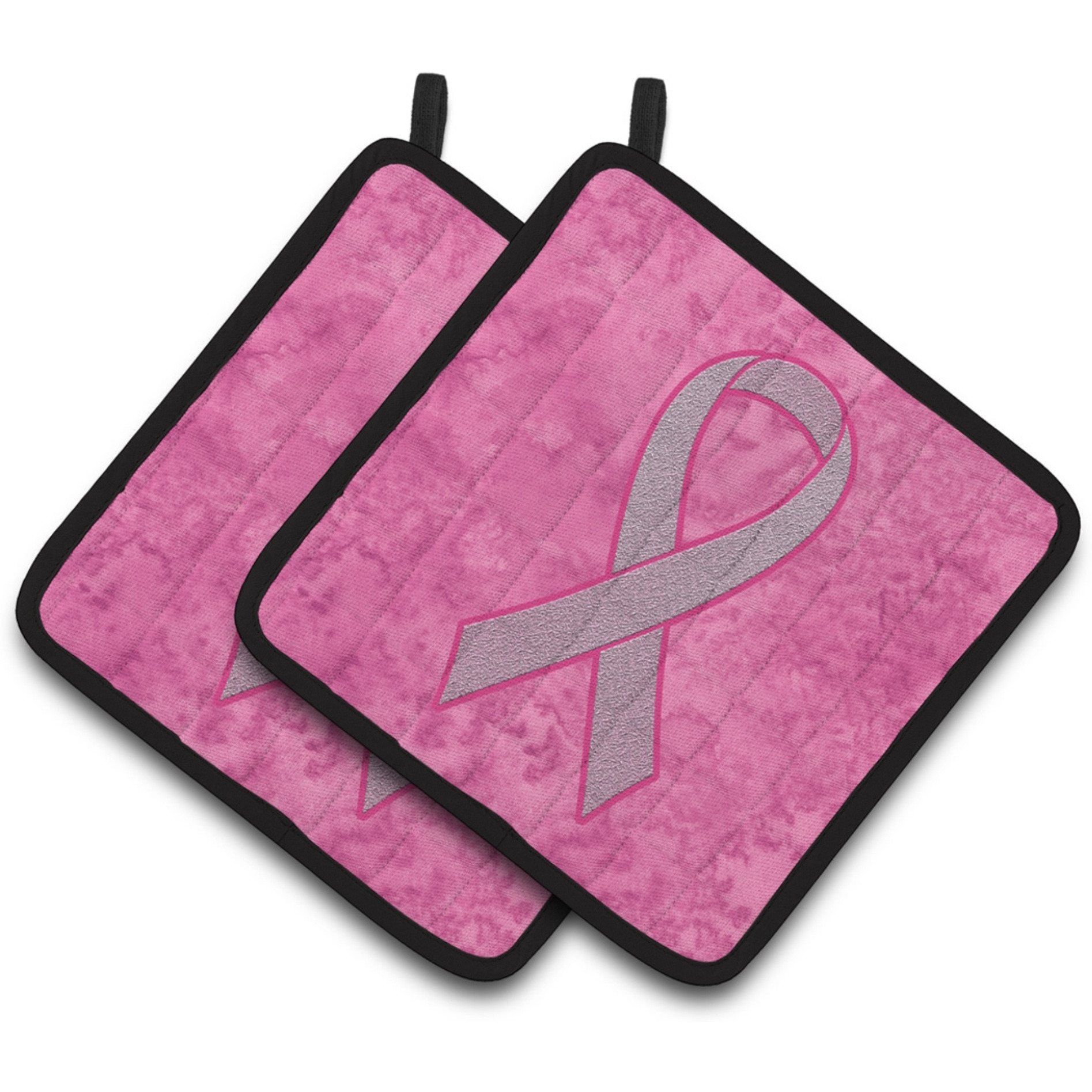 &quotCaroline's Treasures Pink Ribbon For Breast Cancer Awareness Pair of Pot Holders AN1205PTHD, 7.5HX7.5W, Multicolor"