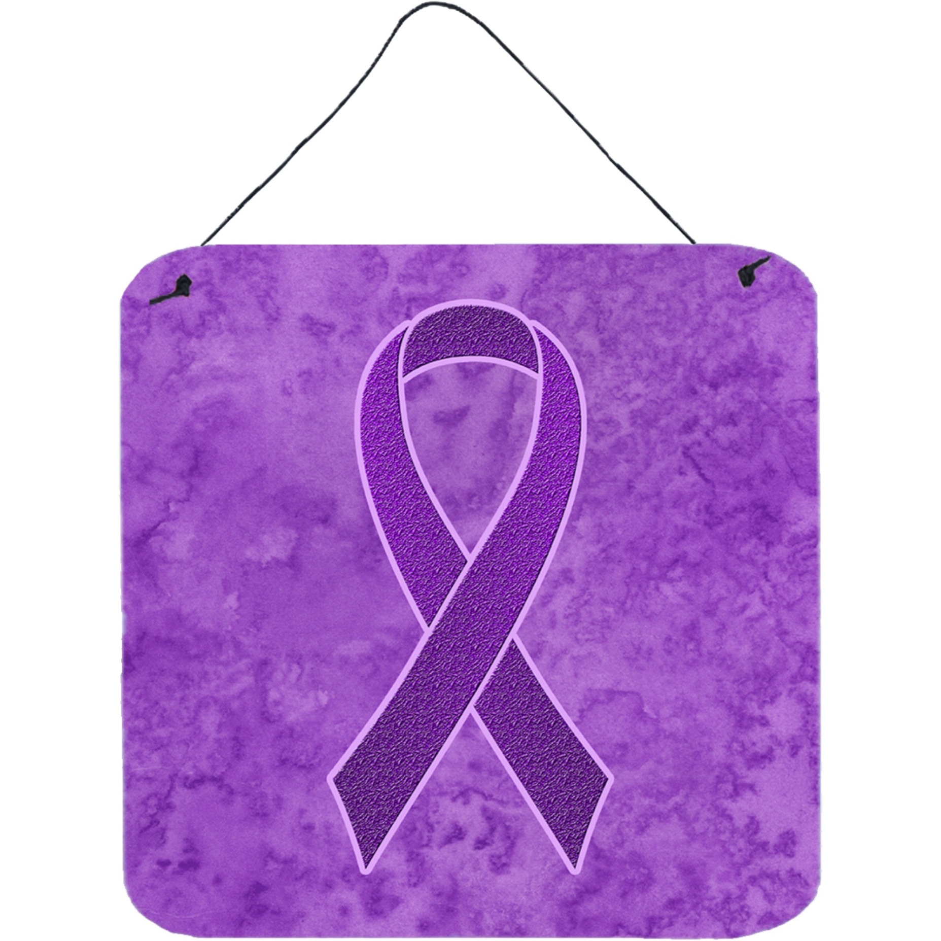 &quotCaroline's Treasures Purple Ribbon for Pancreatic and Leiomyosarcoma Cancer Awareness Wall or Door Hanging Prints, 6 x 6"""
