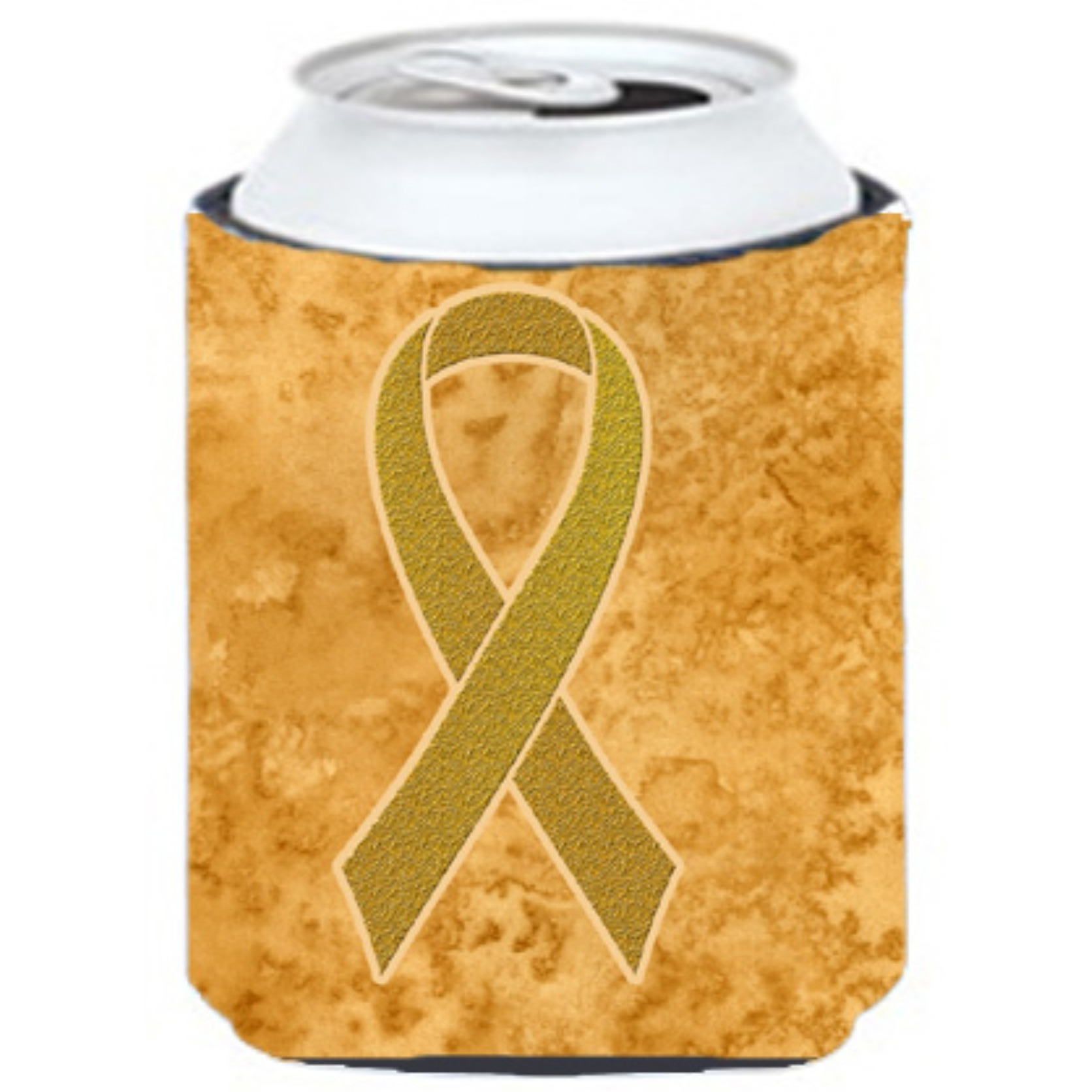 Gold Ribbon for Childhood Cancers Awareness Can or Bottle Hugger AN1209CC