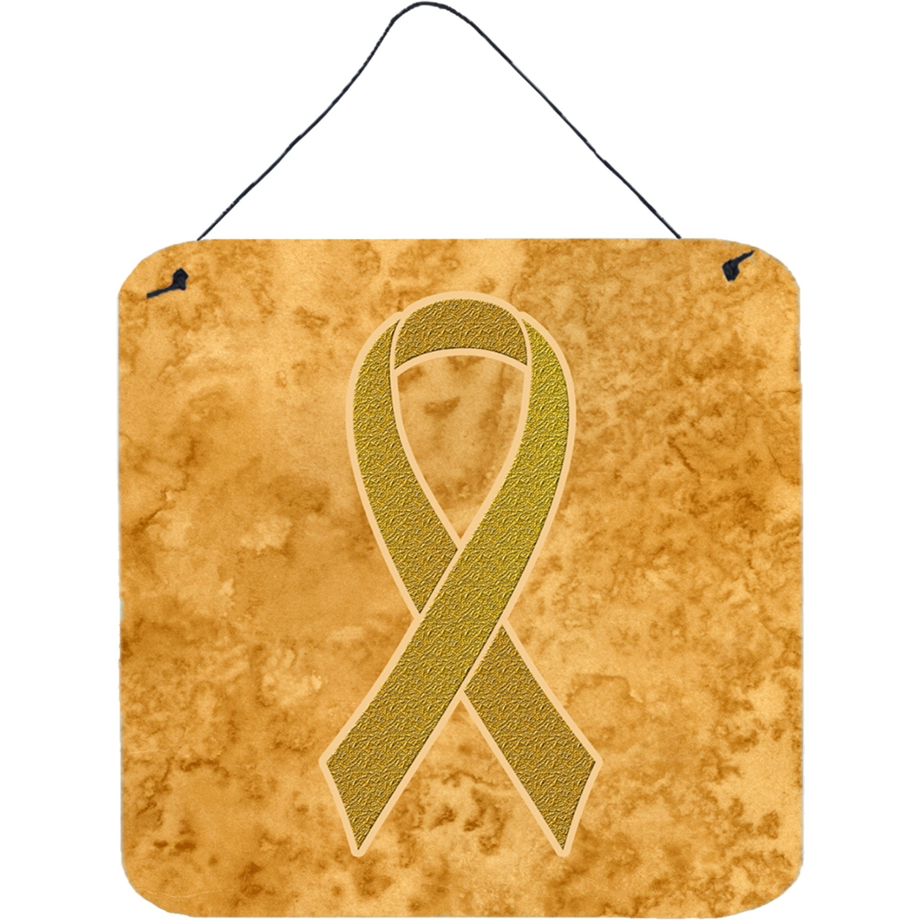 &quotCaroline's Treasures Gold Ribbon for Childhood Cancers Awareness Wall or Door Hanging Prints, 6 x 6"""