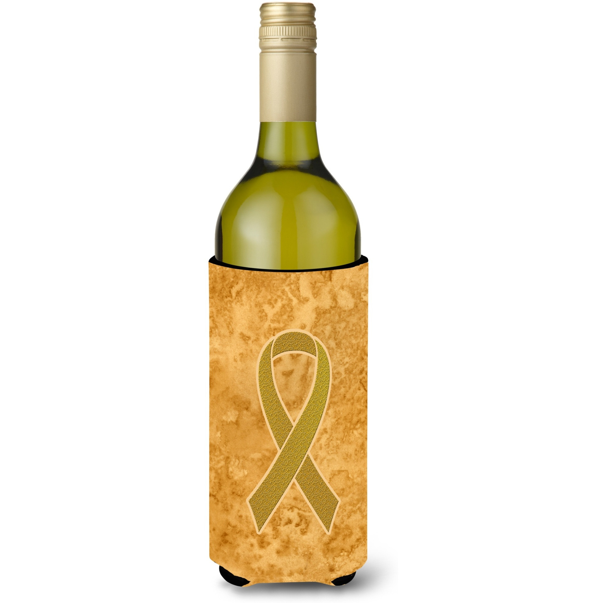 Gold Ribbon for Childhood Cancers Awareness Wine Bottle Beverage Insulator Hugger AN1209LITERK