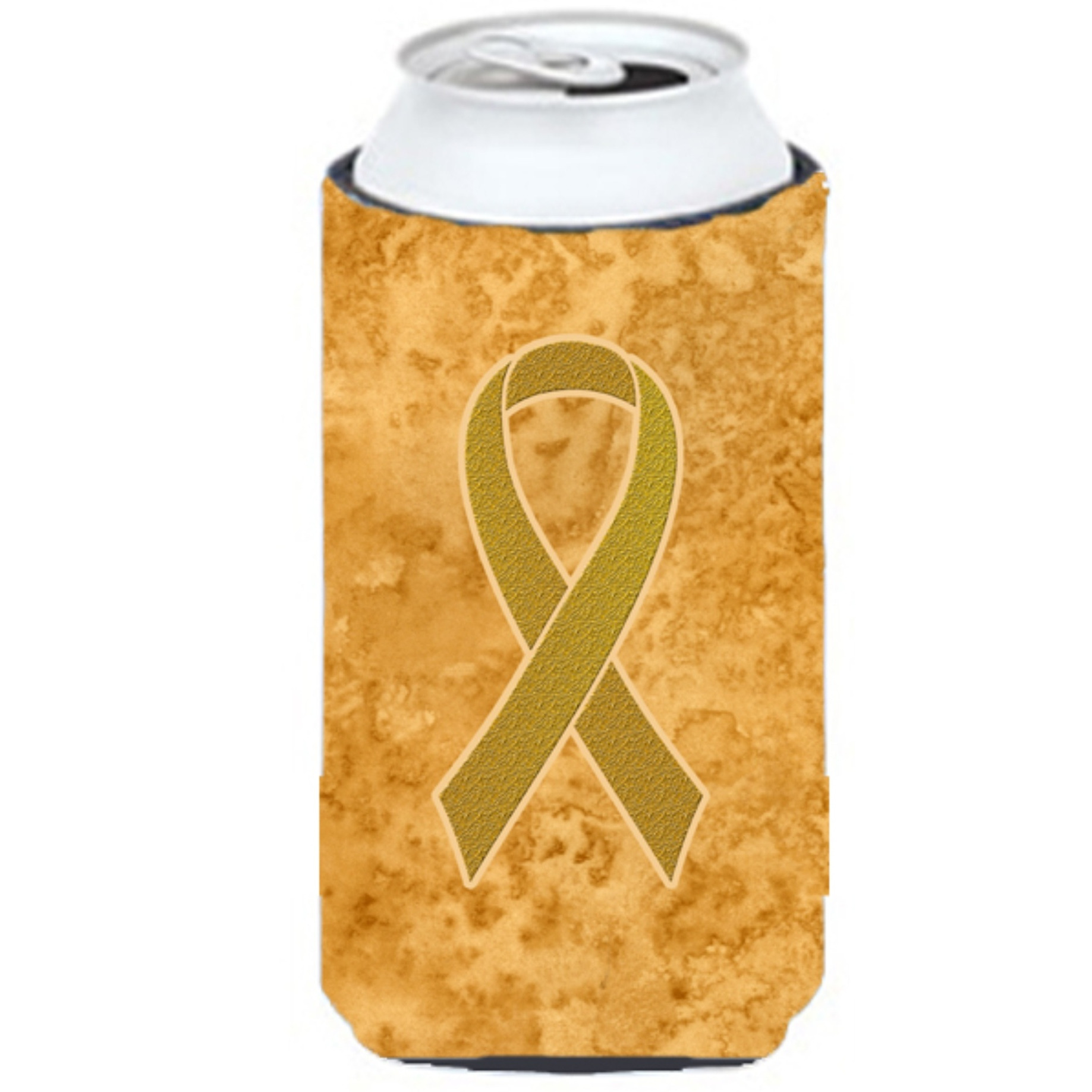 Gold Ribbon for Childhood Cancers Awareness Tall Boy Beverage Insulator Hugger AN1209TBC