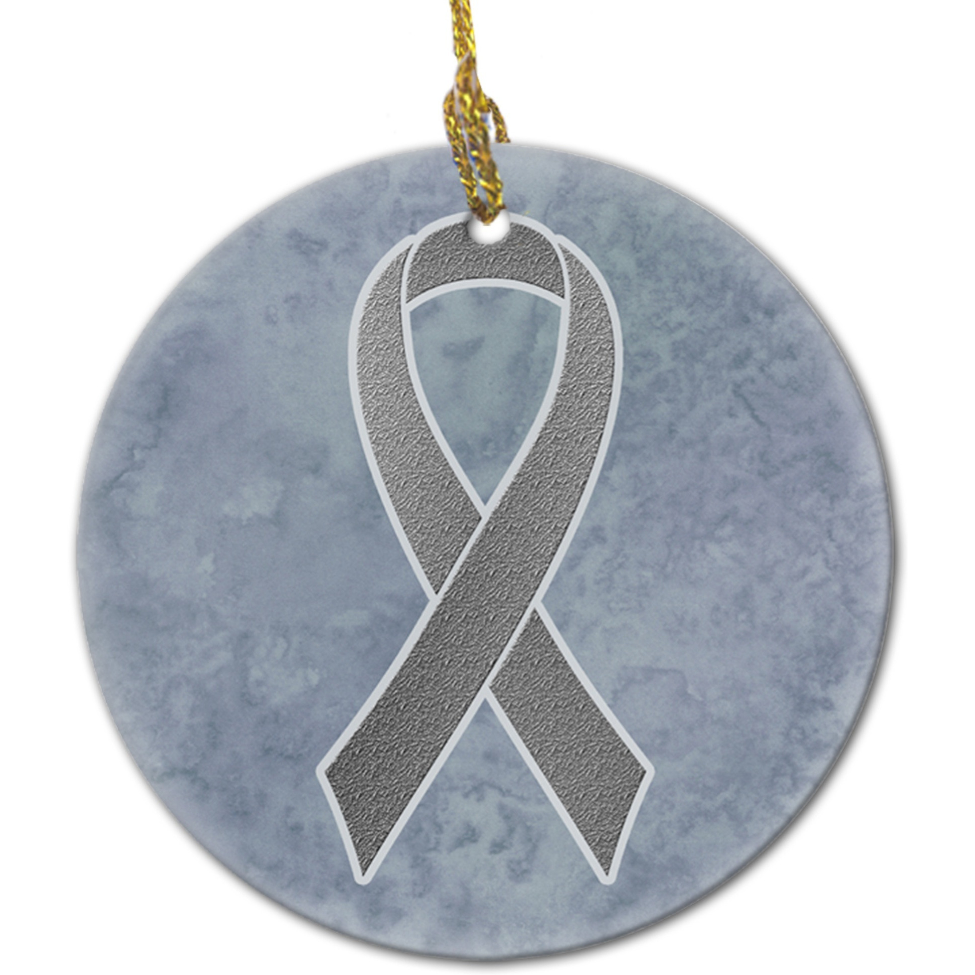 Grey Ribbon for Brain Cancer Awareness Ceramic Ornament AN1211CO1