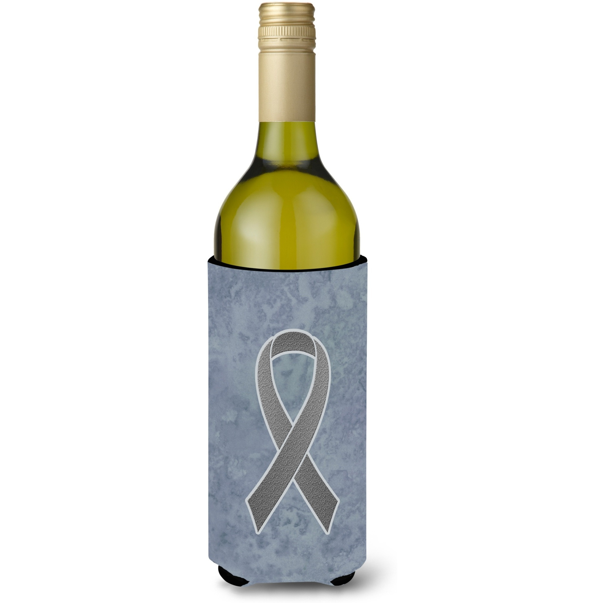 Grey Ribbon for Brain Cancer Awareness Wine Bottle Beverage Insulator Hugger AN1211LITERK