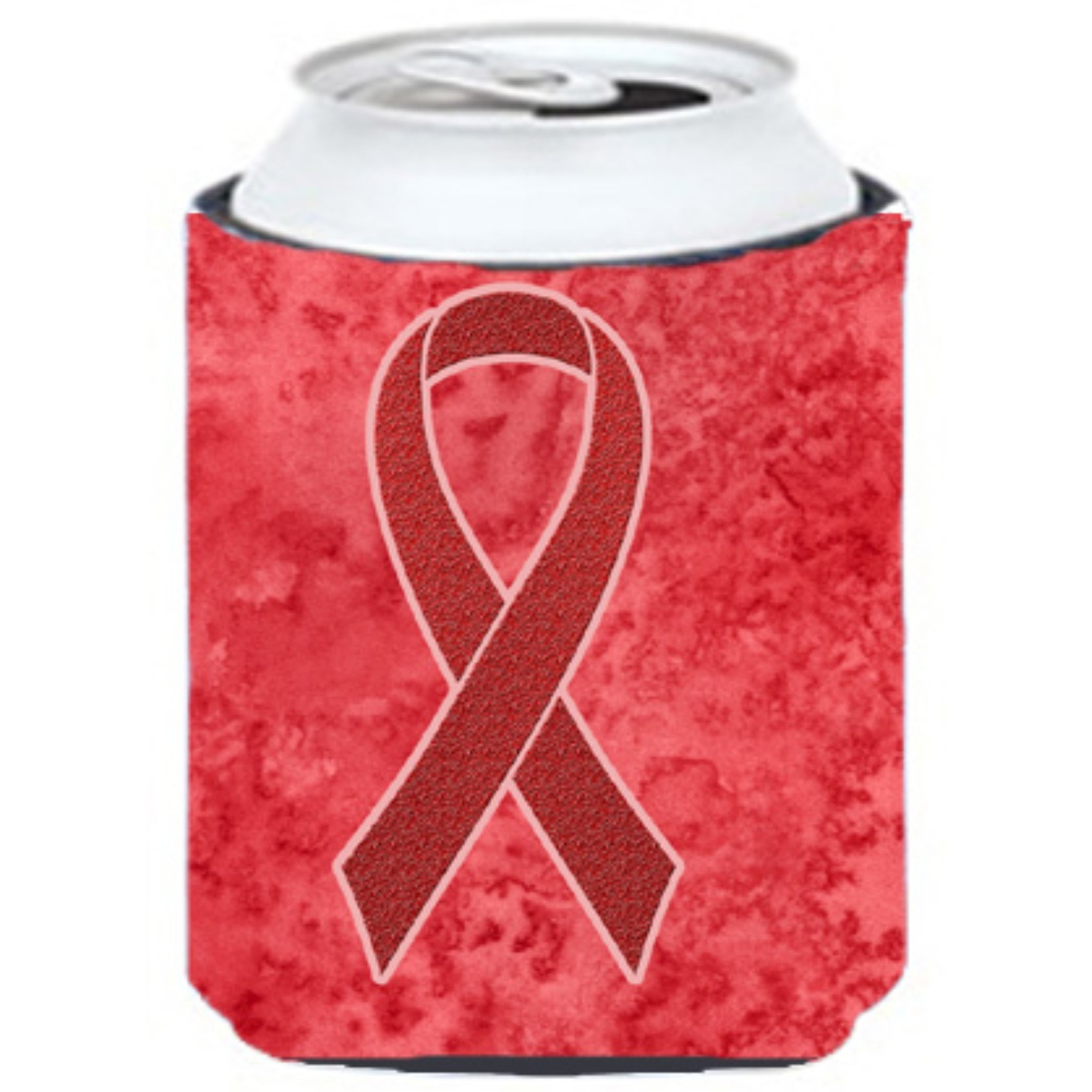 Red Ribbon for Aids Awareness Can or Bottle Hugger AN1213CC
