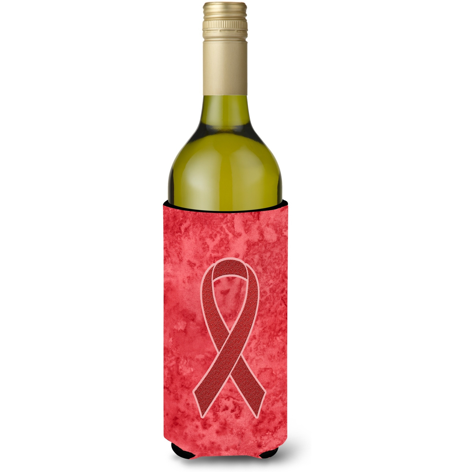 Red Ribbon for Aids Awareness Wine Bottle Beverage Insulator Hugger AN1213LITERK