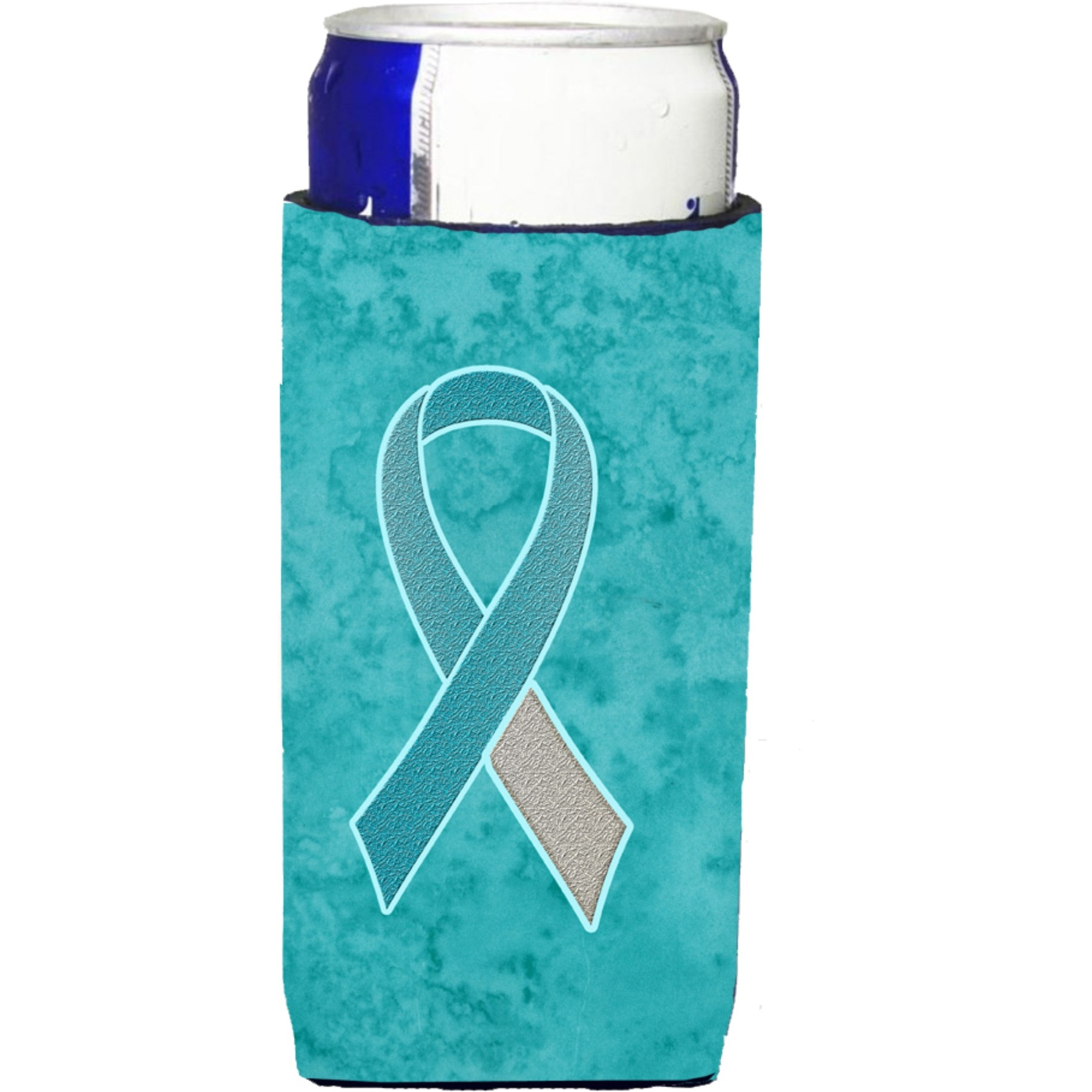 Teal and White Ribbon for Cervical Cancer Awareness Ultra Beverage Insulators for slim cans AN1215MUK