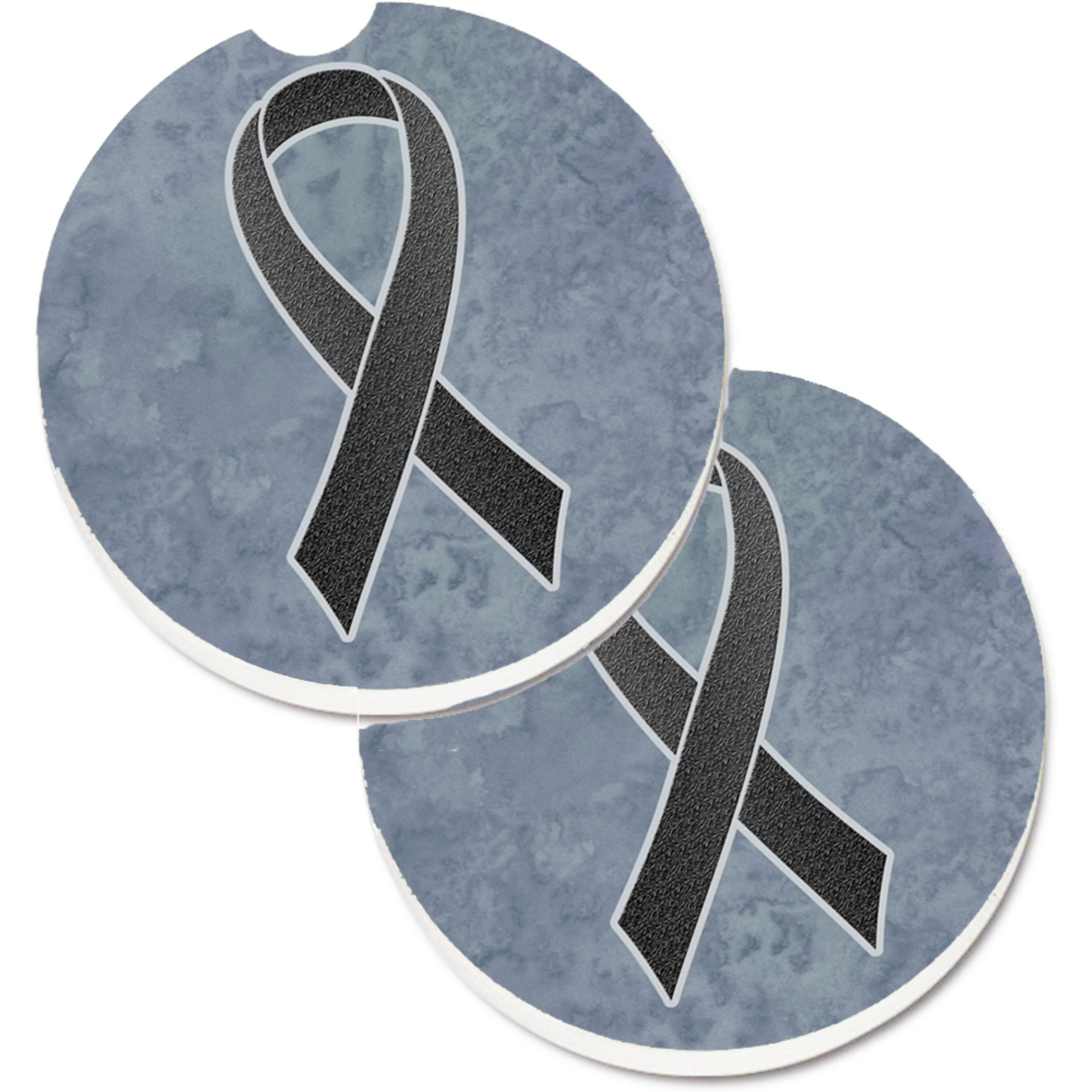&quotCaroline's Treasures black Ribbon For Melanoma Cancer Awareness Set of 2 Cup Holder Car Coasters AN1216CARC, 2.56, Multicolor"