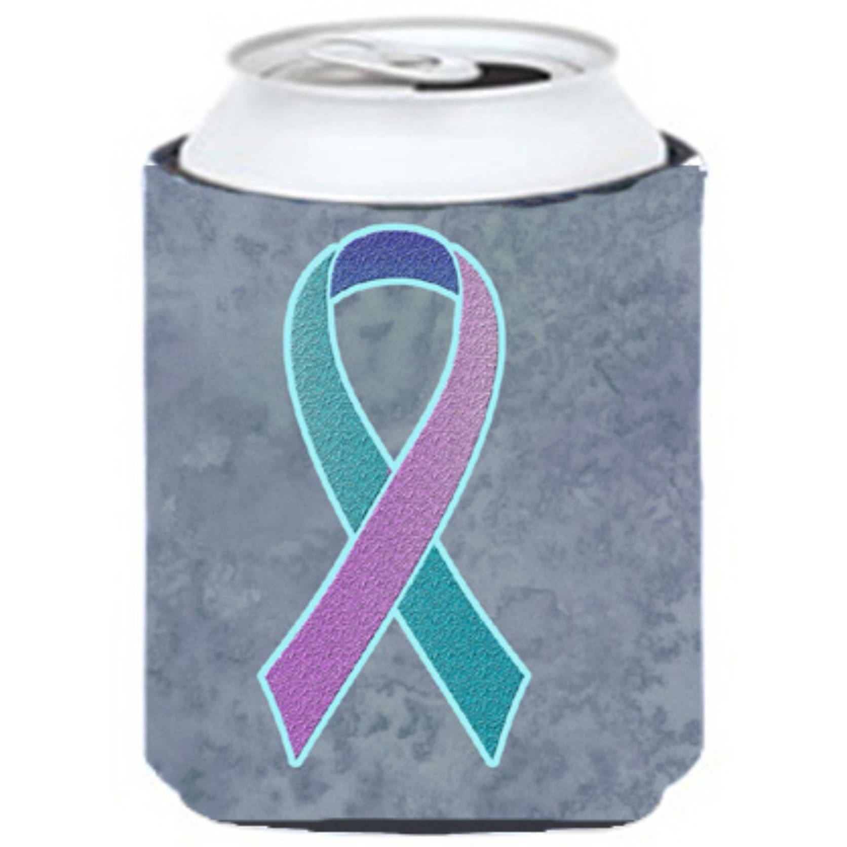 &quotTeal, Pink and Blue Ribbon for Thyroid Cancer Awareness Can or Bottle Hugger AN1217CC"