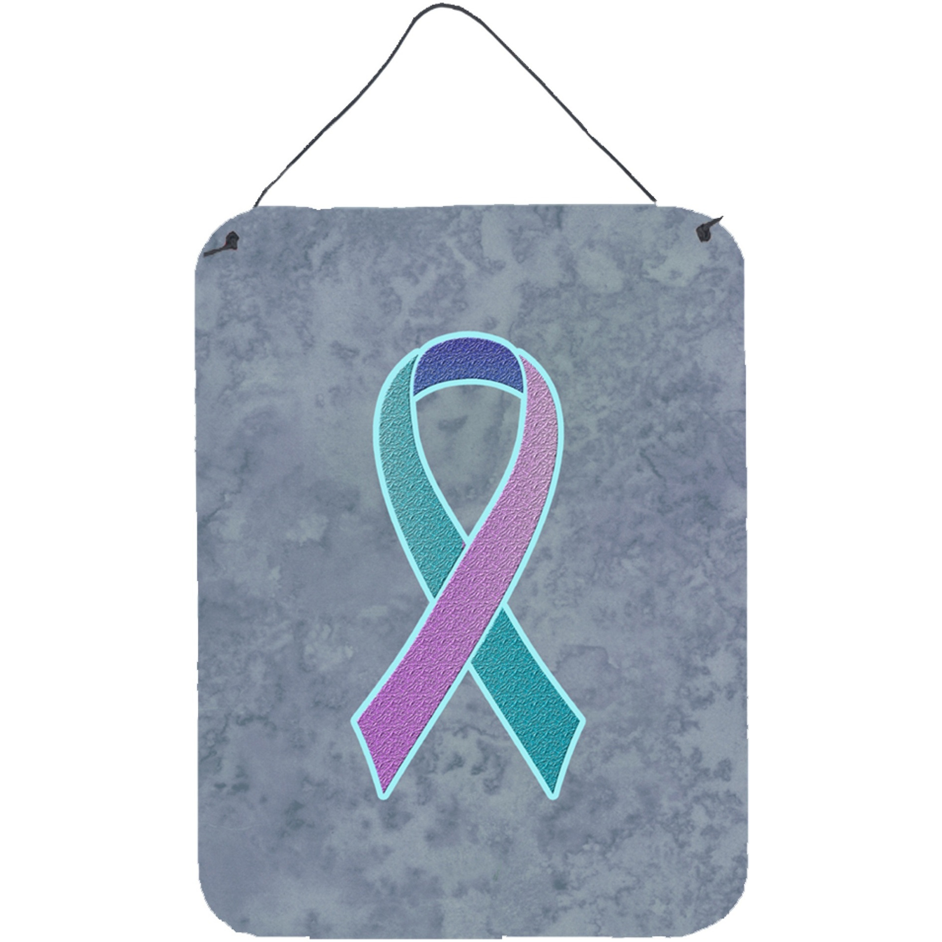 &quotCaroline's Treasures Teal, Pink and Blue Ribbon for Thyroid Cancer Awareness Wall or Door Hanging Prints, 16"" x 12"""