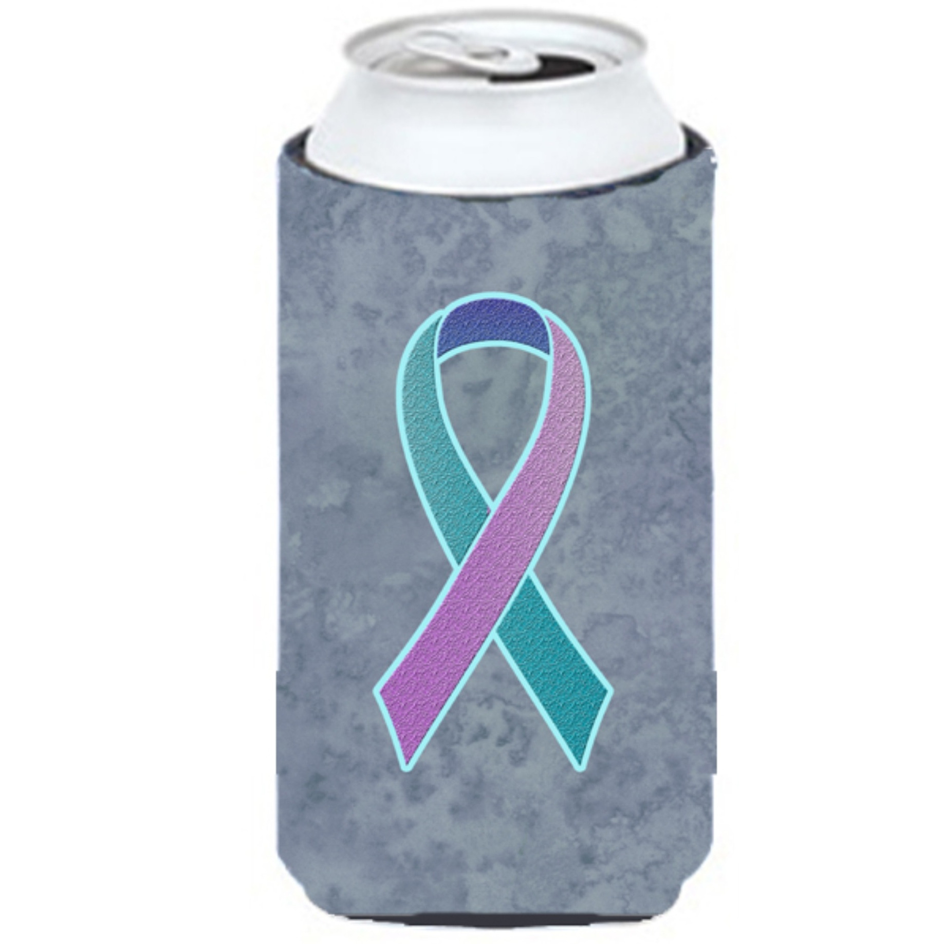 &quotTeal, Pink and Blue Ribbon for Thyroid Cancer Awareness Tall Boy Beverage Insulator Hugger AN1217TBC"