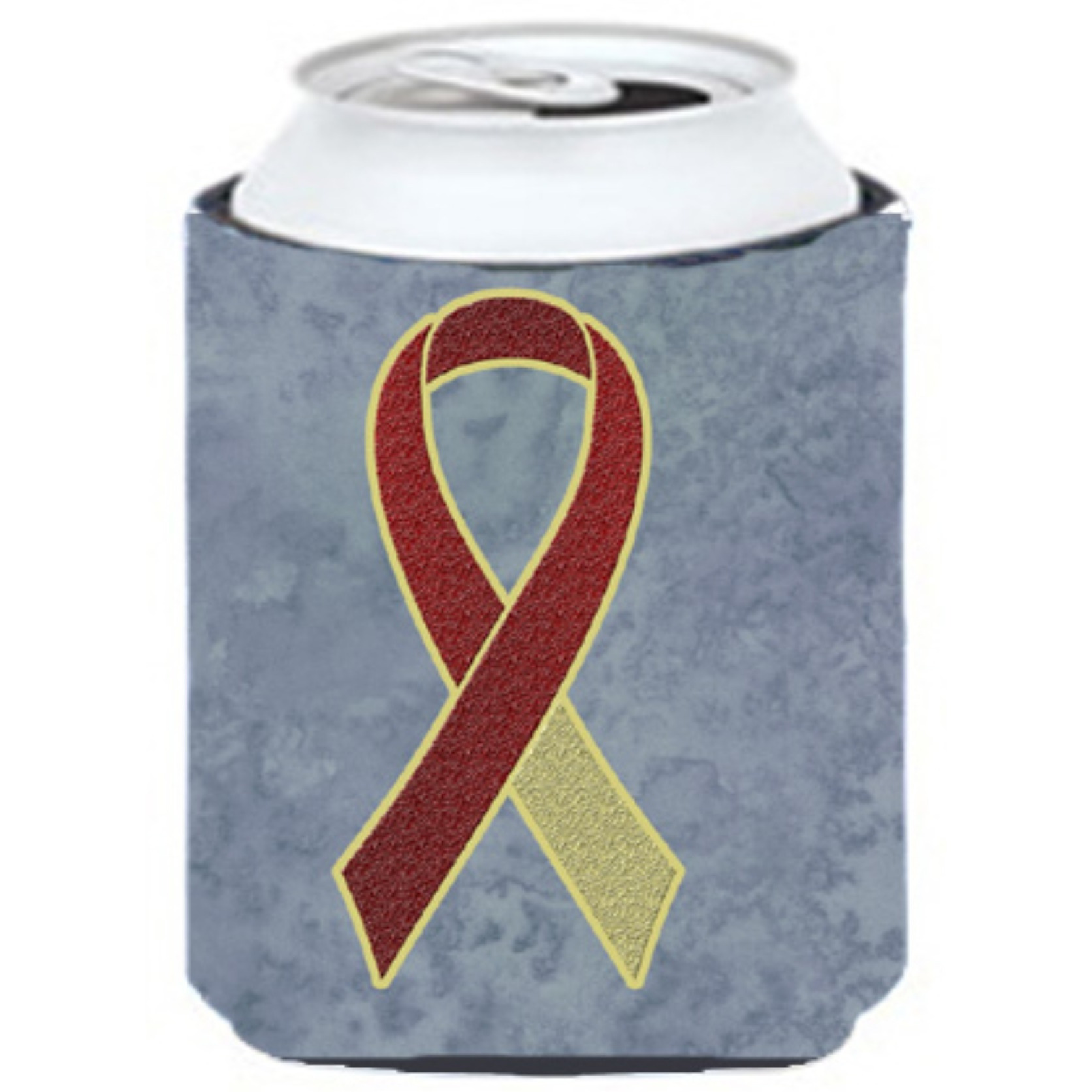 Burgundy and Ivory Ribbon for Head and Neck Cancer Awareness Can or Bottle Hugger AN1218CC