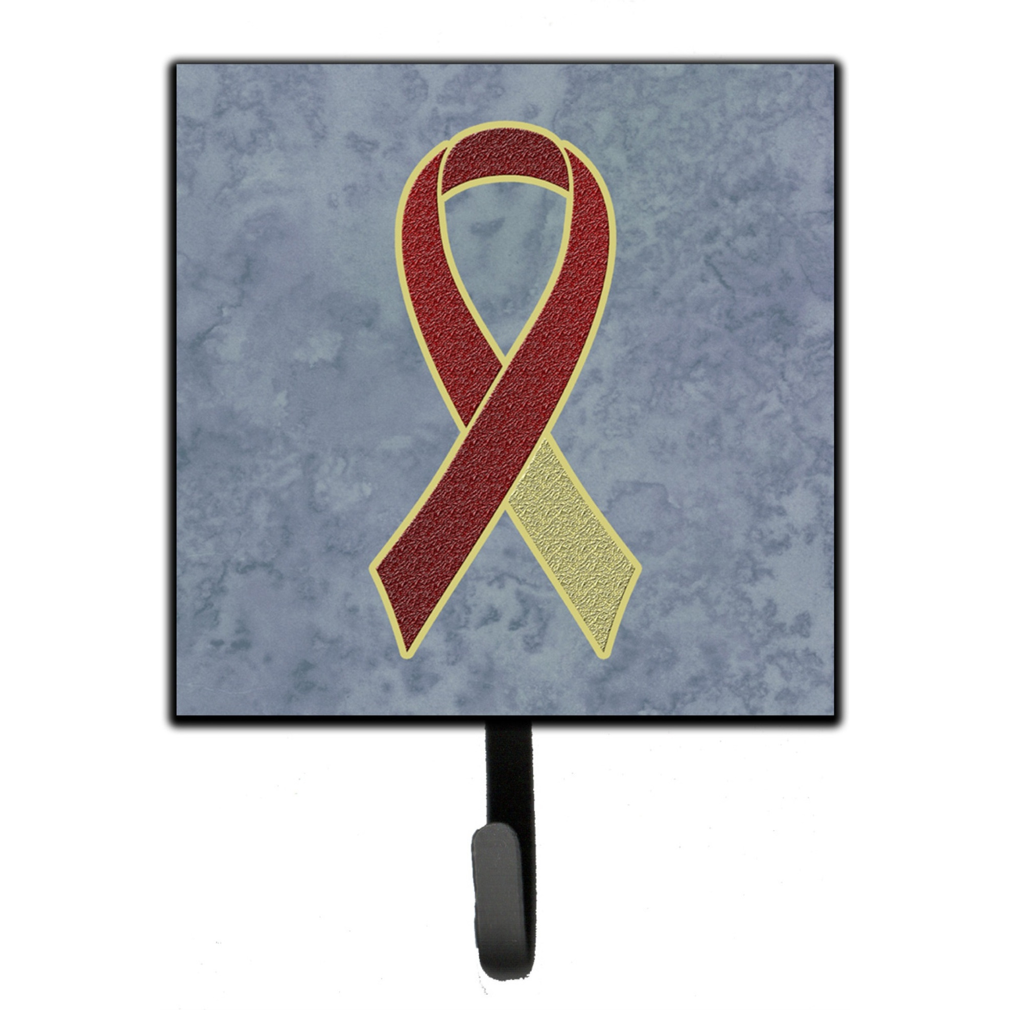 &quotCaroline's Treasures AN1218SH4 Burgundy and Ivory Ribbon For Head and Neck Cancer Awareness Leash or Key Holder, Small, Multicolor"
