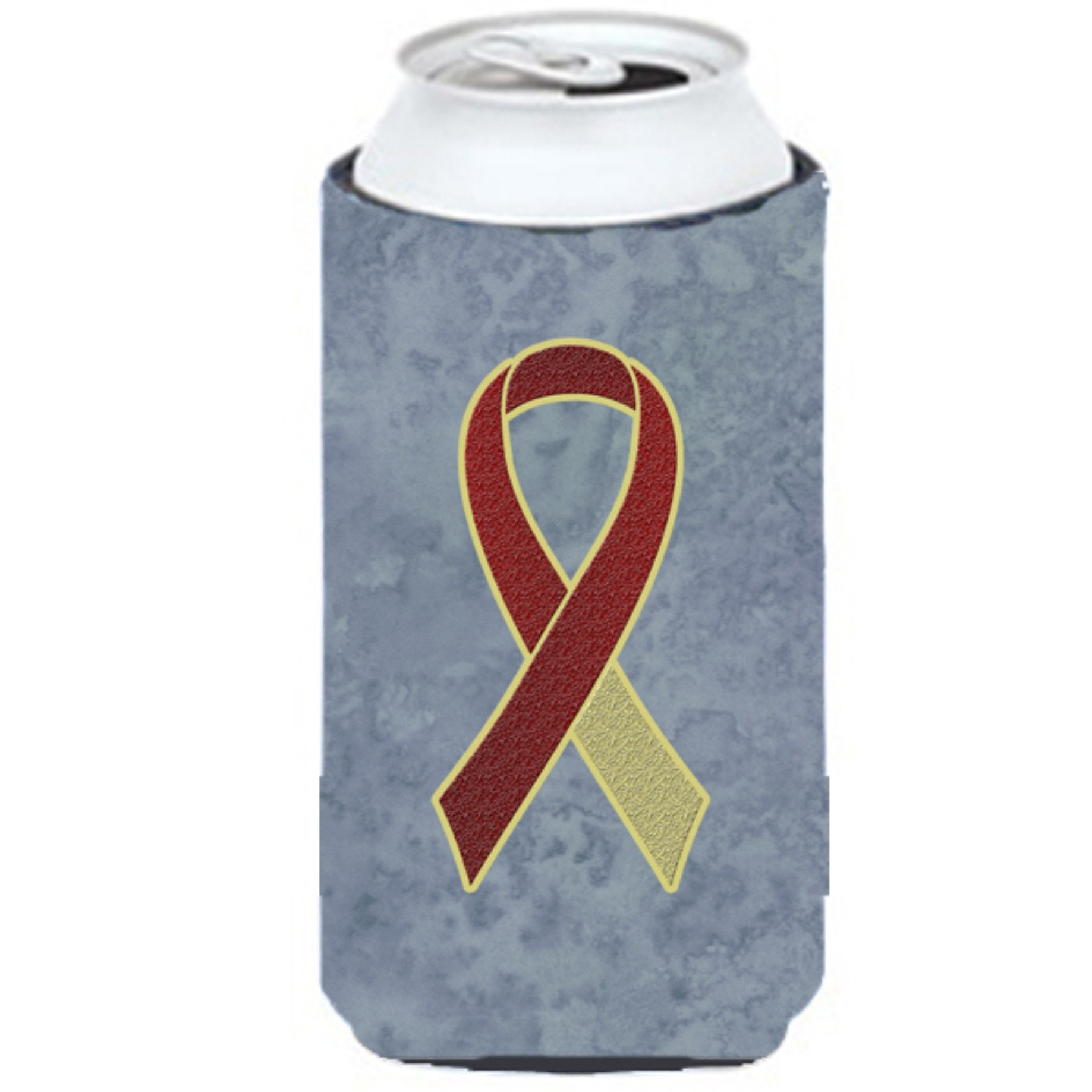 Burgundy and Ivory Ribbon for Head and Neck Cancer Awareness Tall Boy Beverage Insulator Hugger AN1218TBC